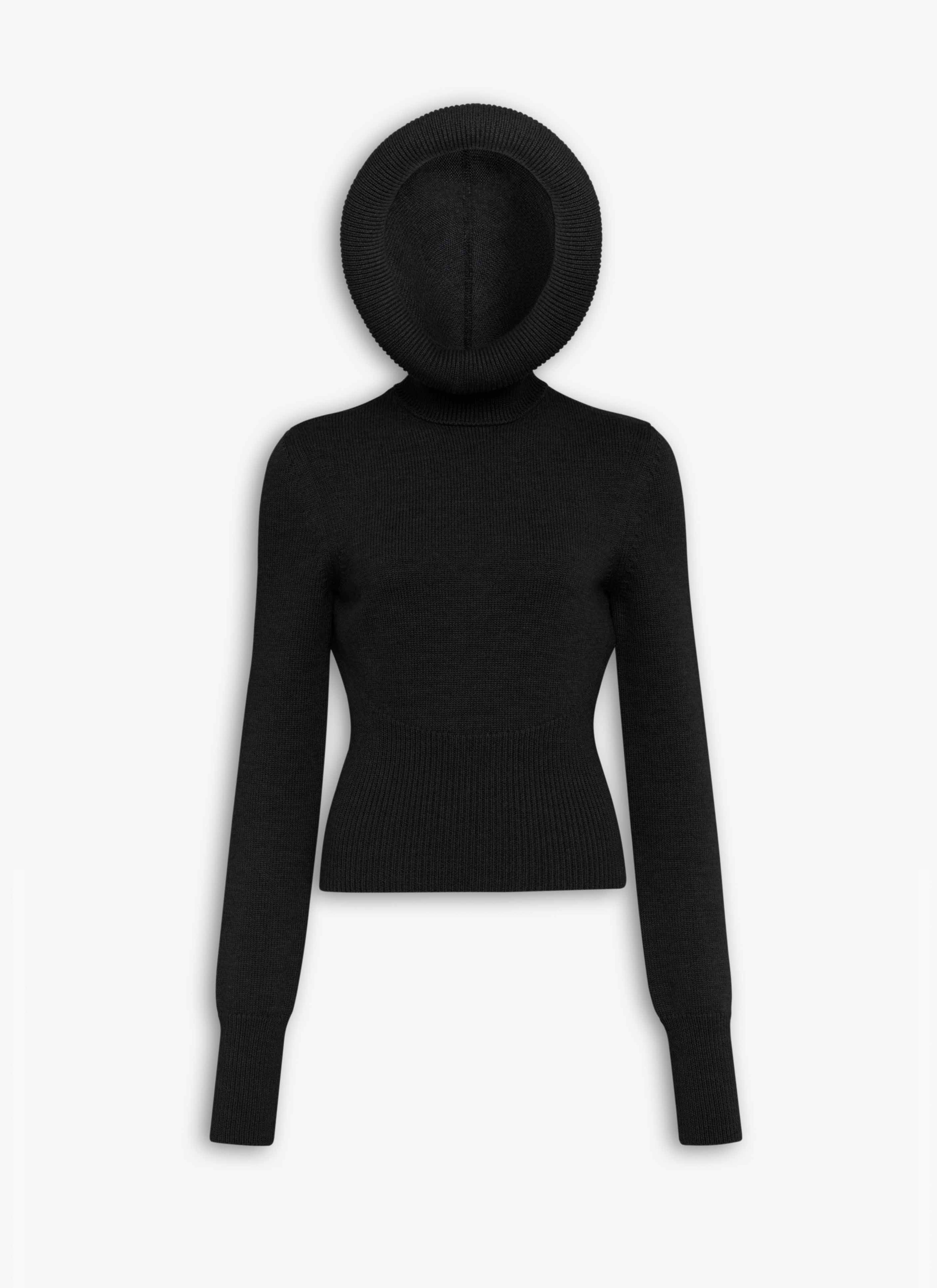 SCULPTURAL HOOD RIBBED KNIT JUMPER - 7