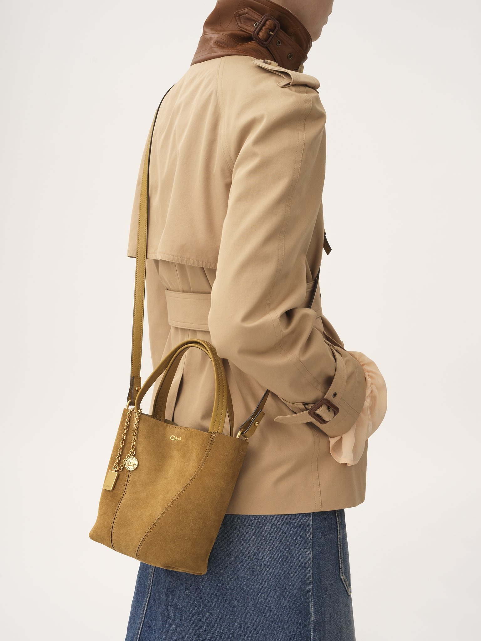 SMALL CHLOÉ SPIN TOTE BAG IN SUEDE LEATHER - 3