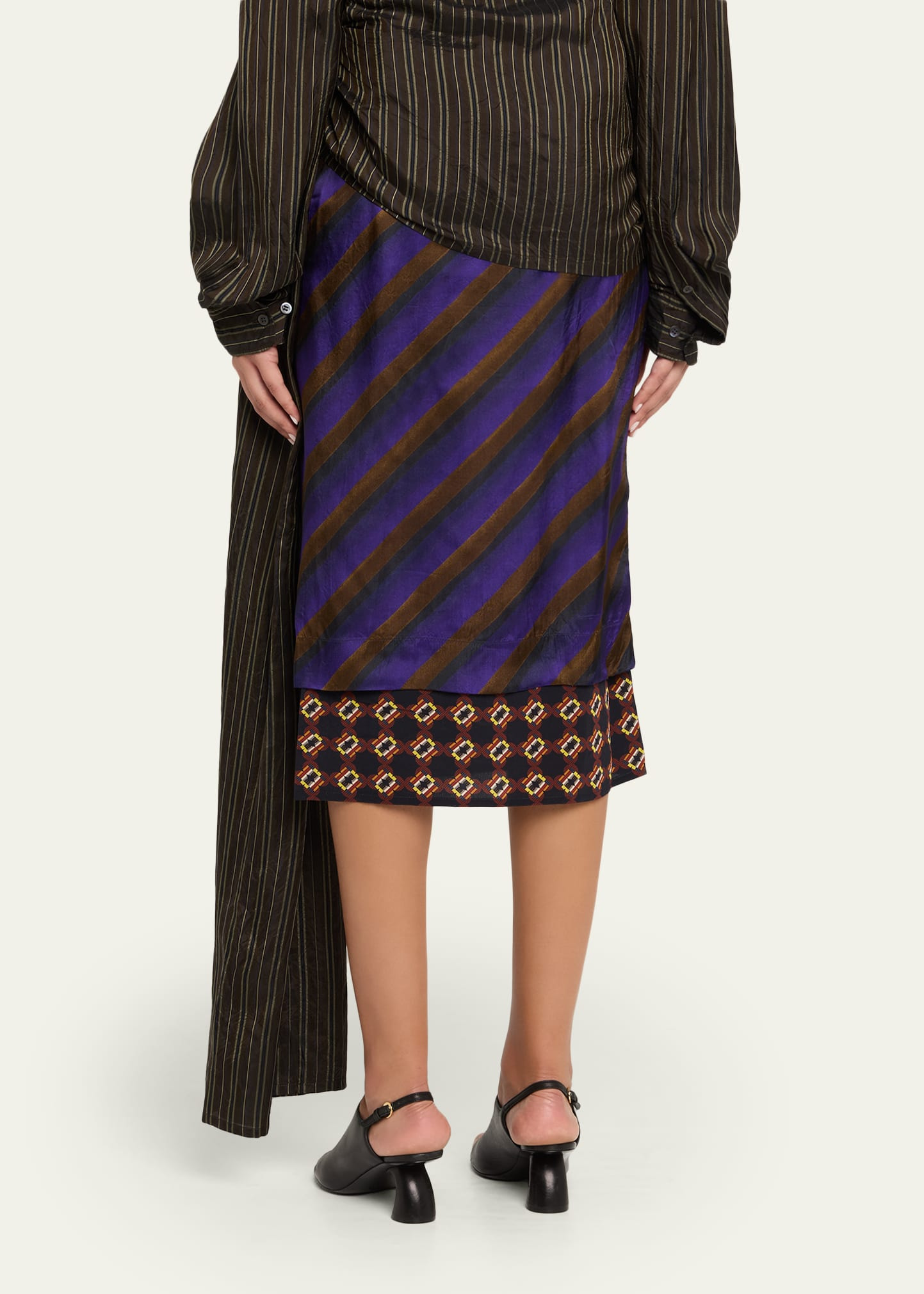 Senice Striped Drape Skirt - 3