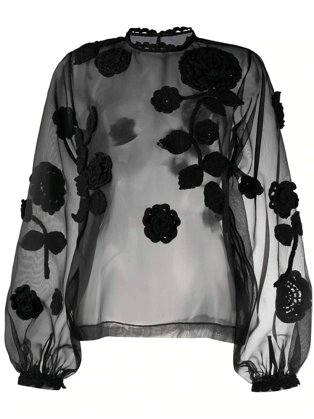 floral embroidered sheer blouse - 1