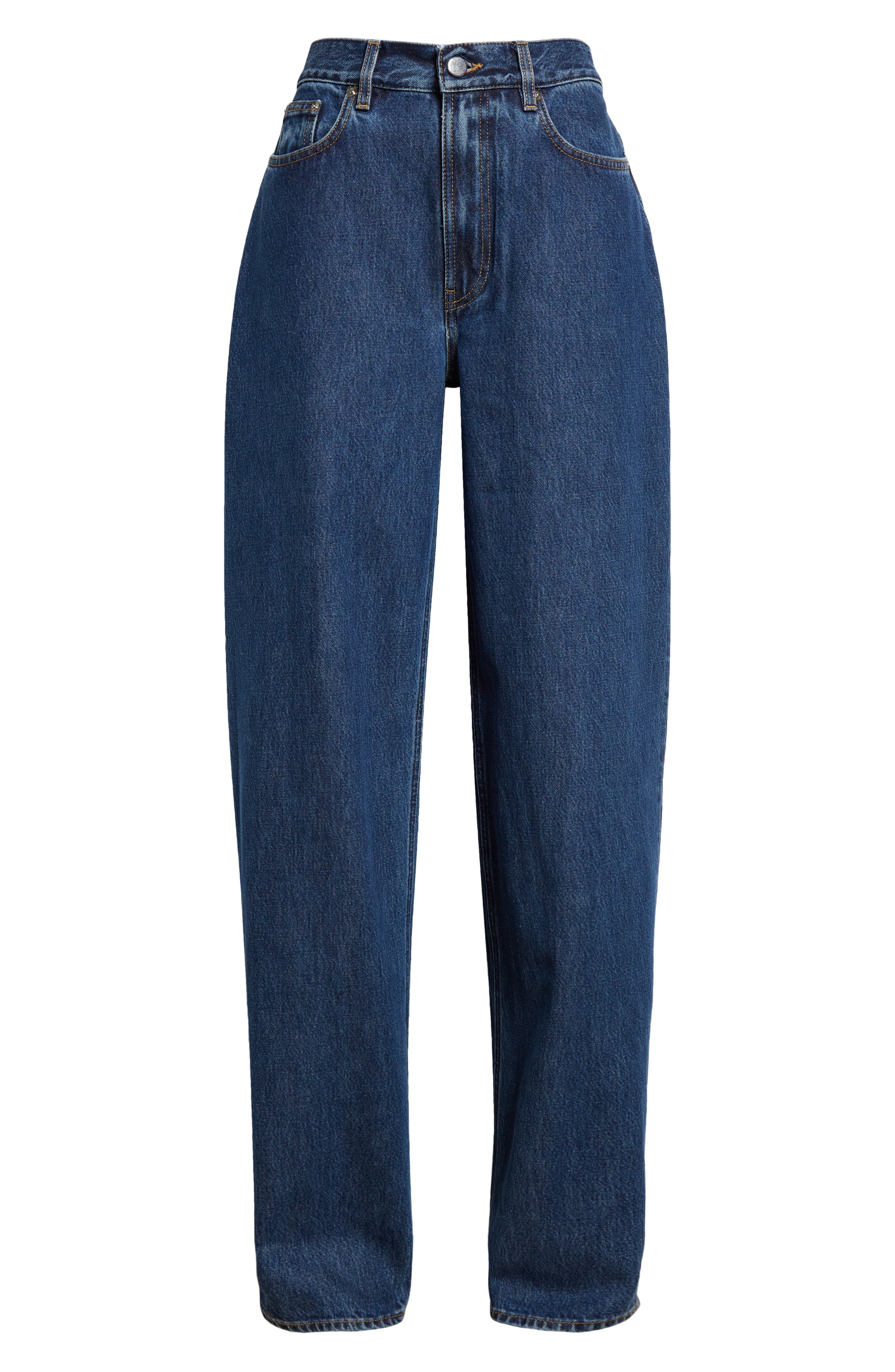 LOULOU DE SAISON Samur High Waist Tapered Leg Jeans in Washed Blue at Nordstrom - 6