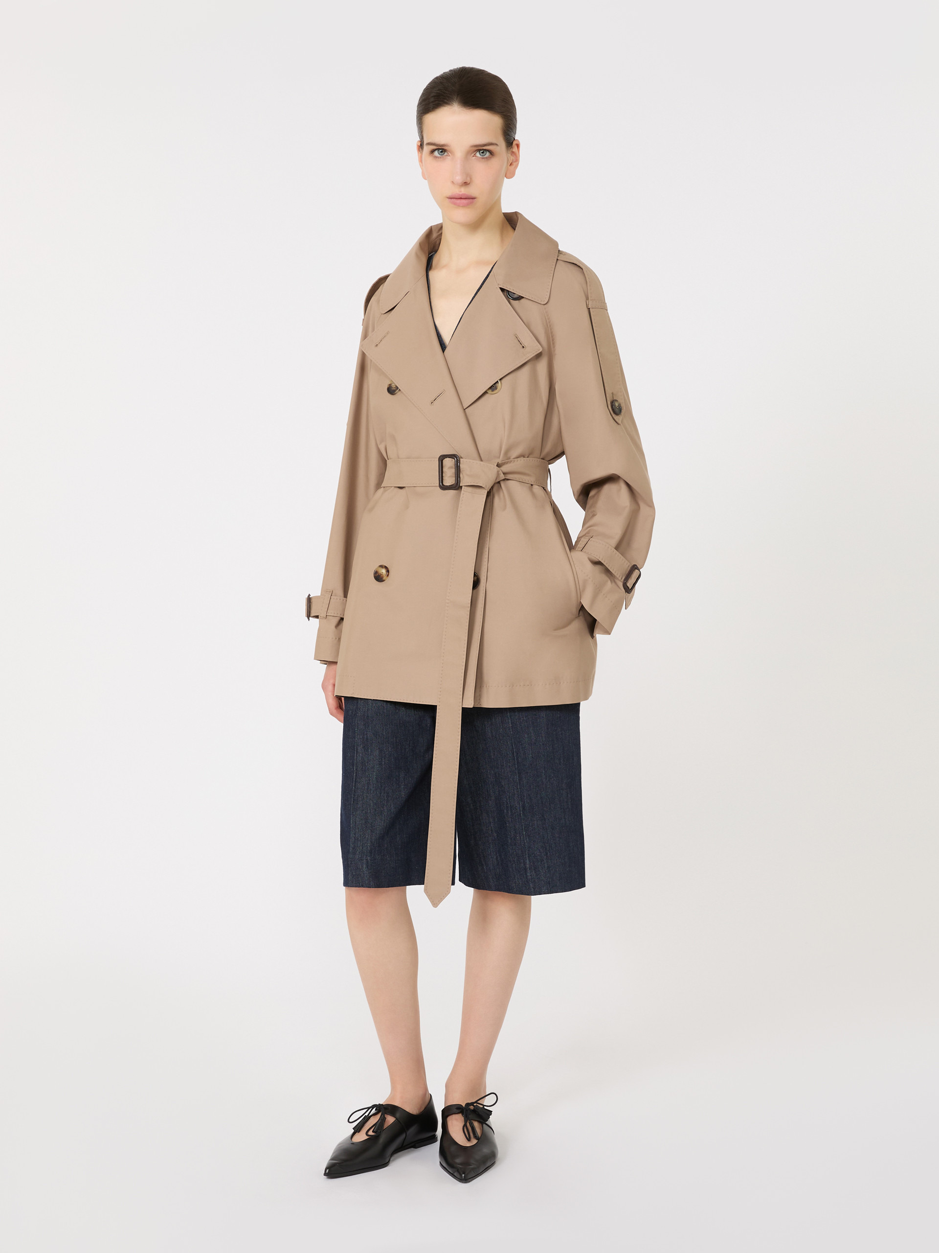 CAROLINE Short double-breasted trench coat in water-repellent cotton twill - 2