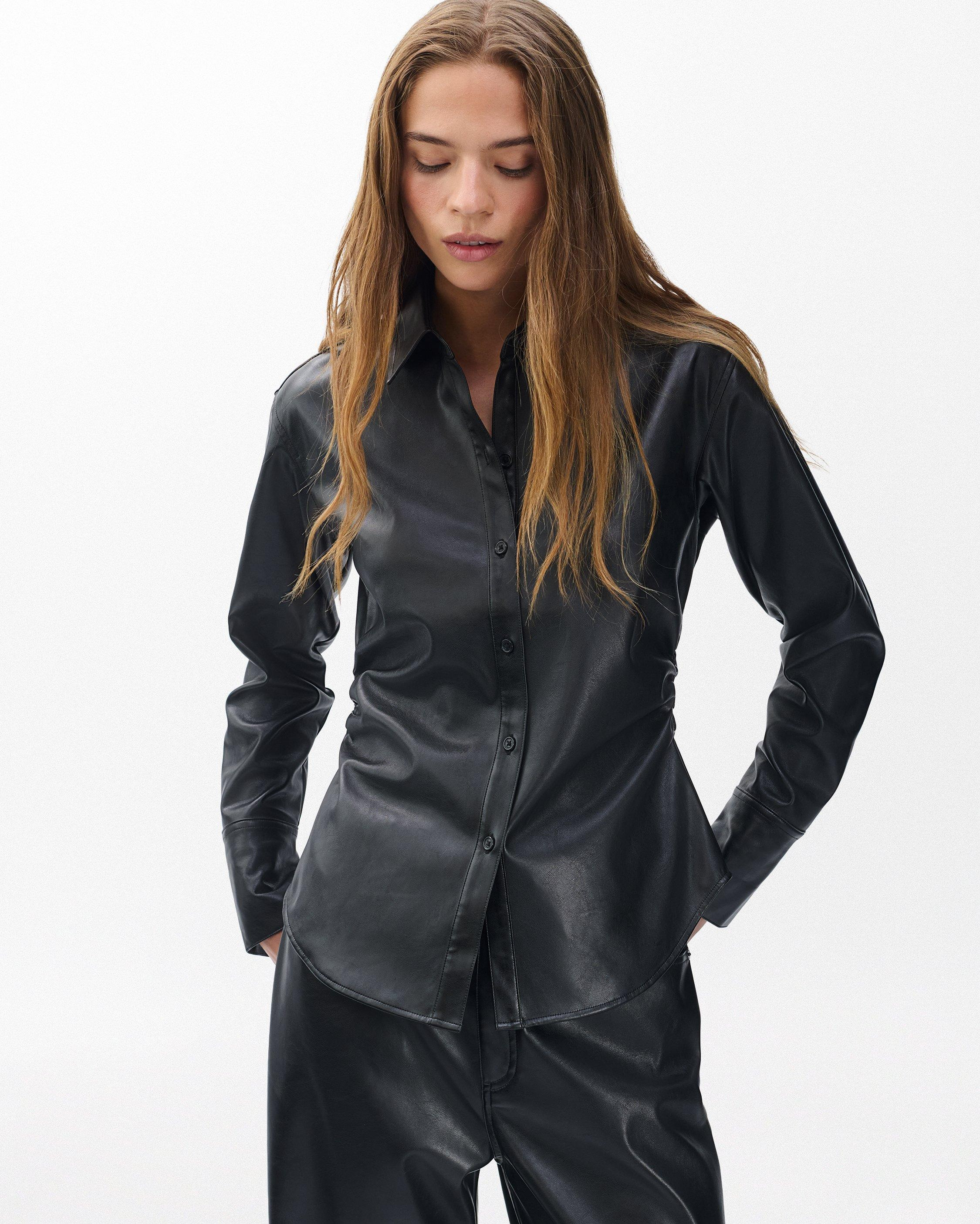Leah Faux Leather Shirt - 4