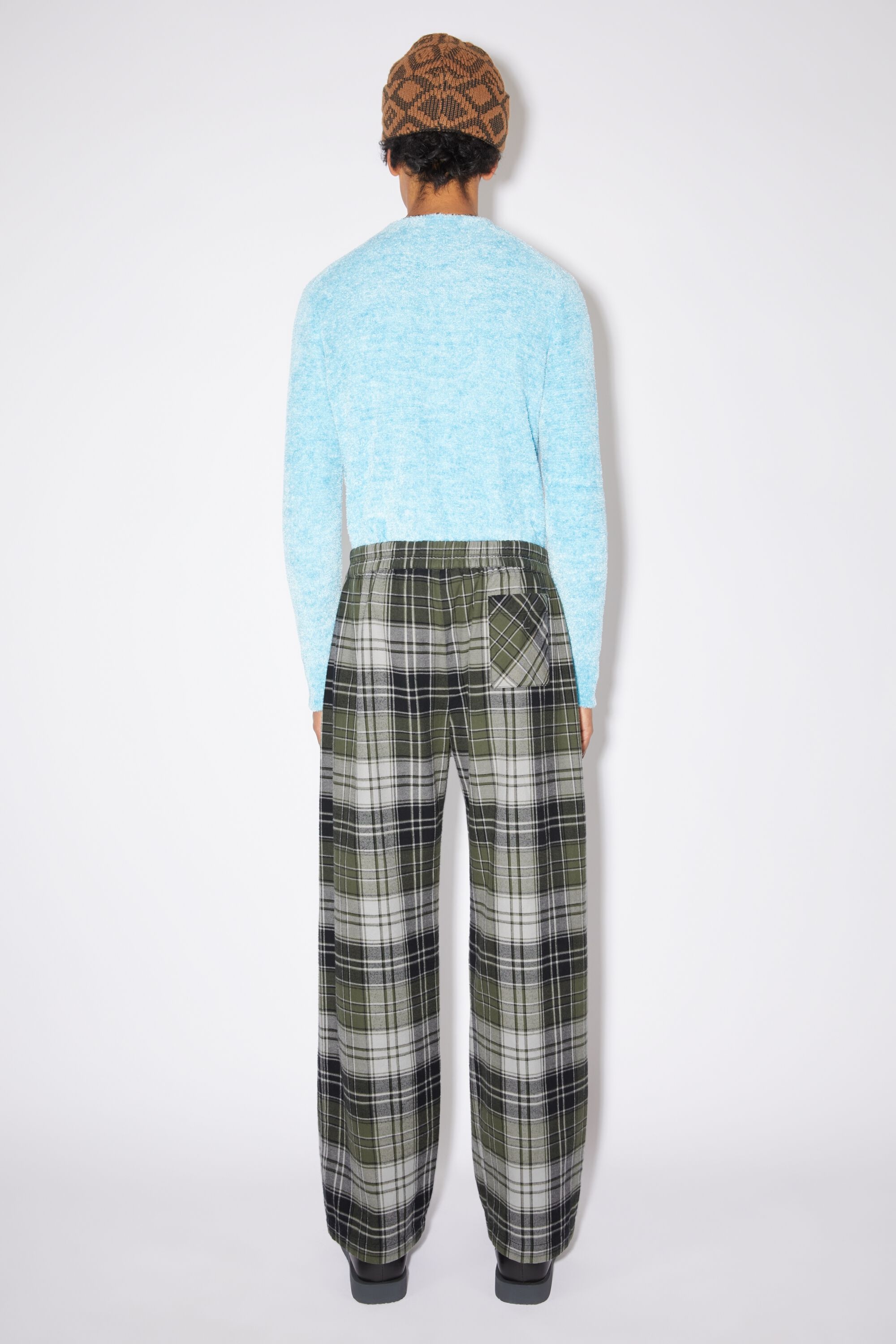 Flannel check trousers - Grey/Dark Green - 3