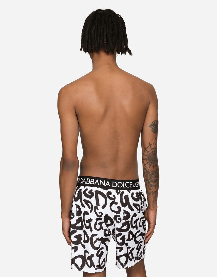 Mid-length swim trunks with all-over DG logo print - 5
