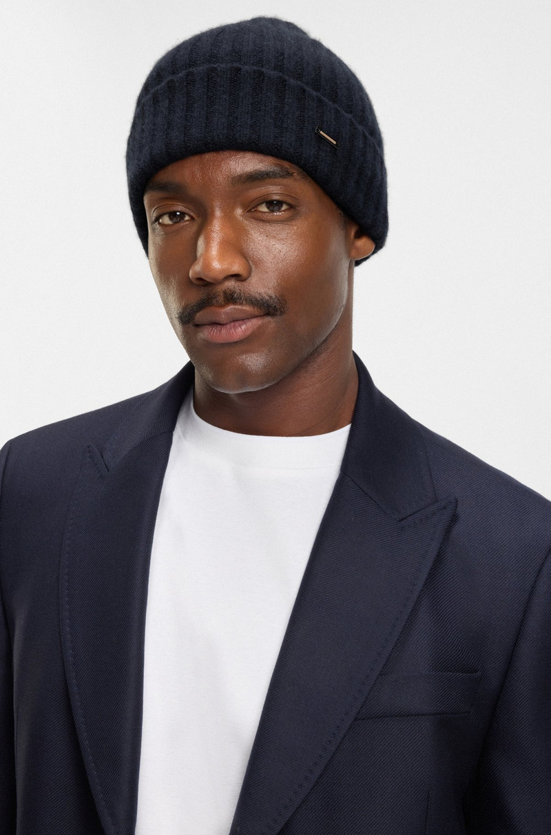 CASHMERE BEANIE HAT WITH RIBBING 3