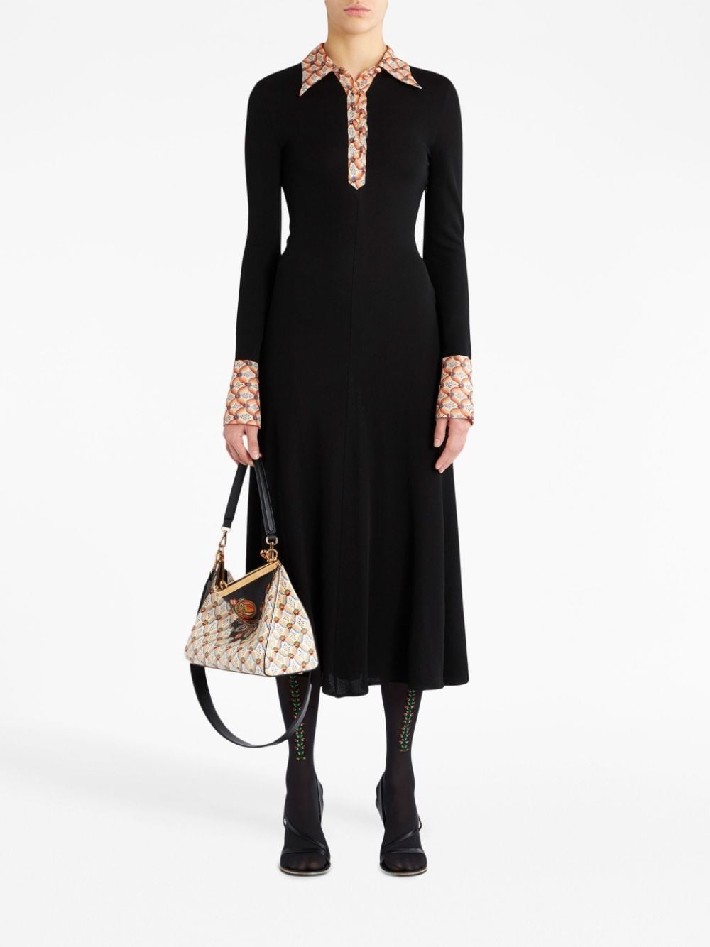 long-sleeved jersey midi dress - 2