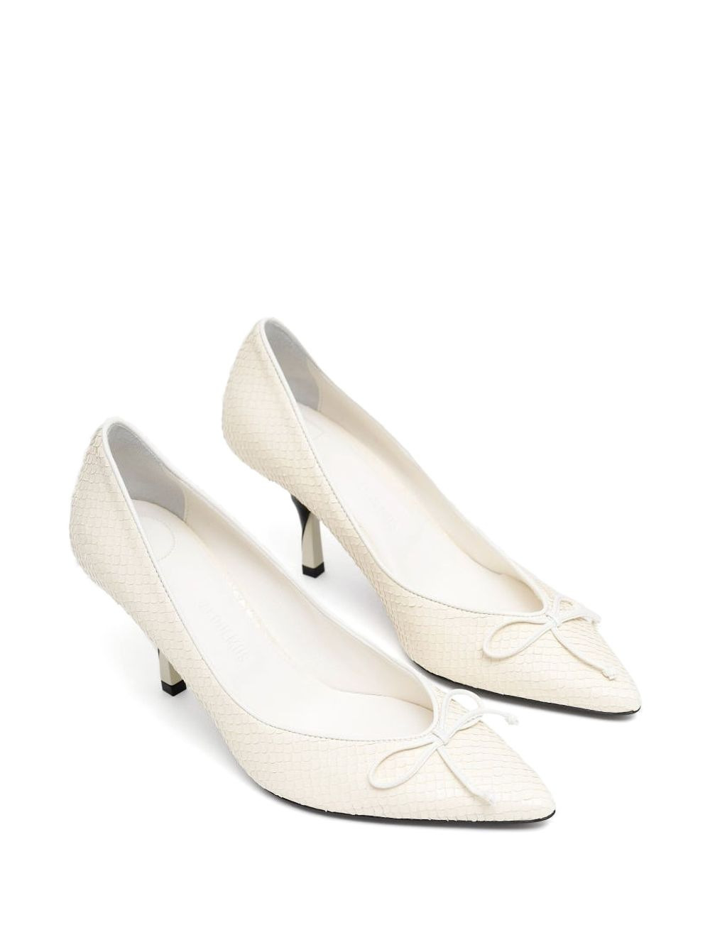 snakeskin bow pumps - 2