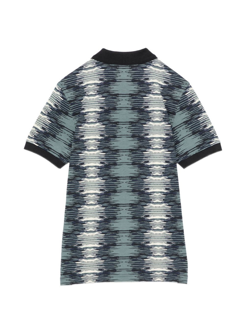 Fred Perry logo-embroidered soundwave-print polo shirt outlook