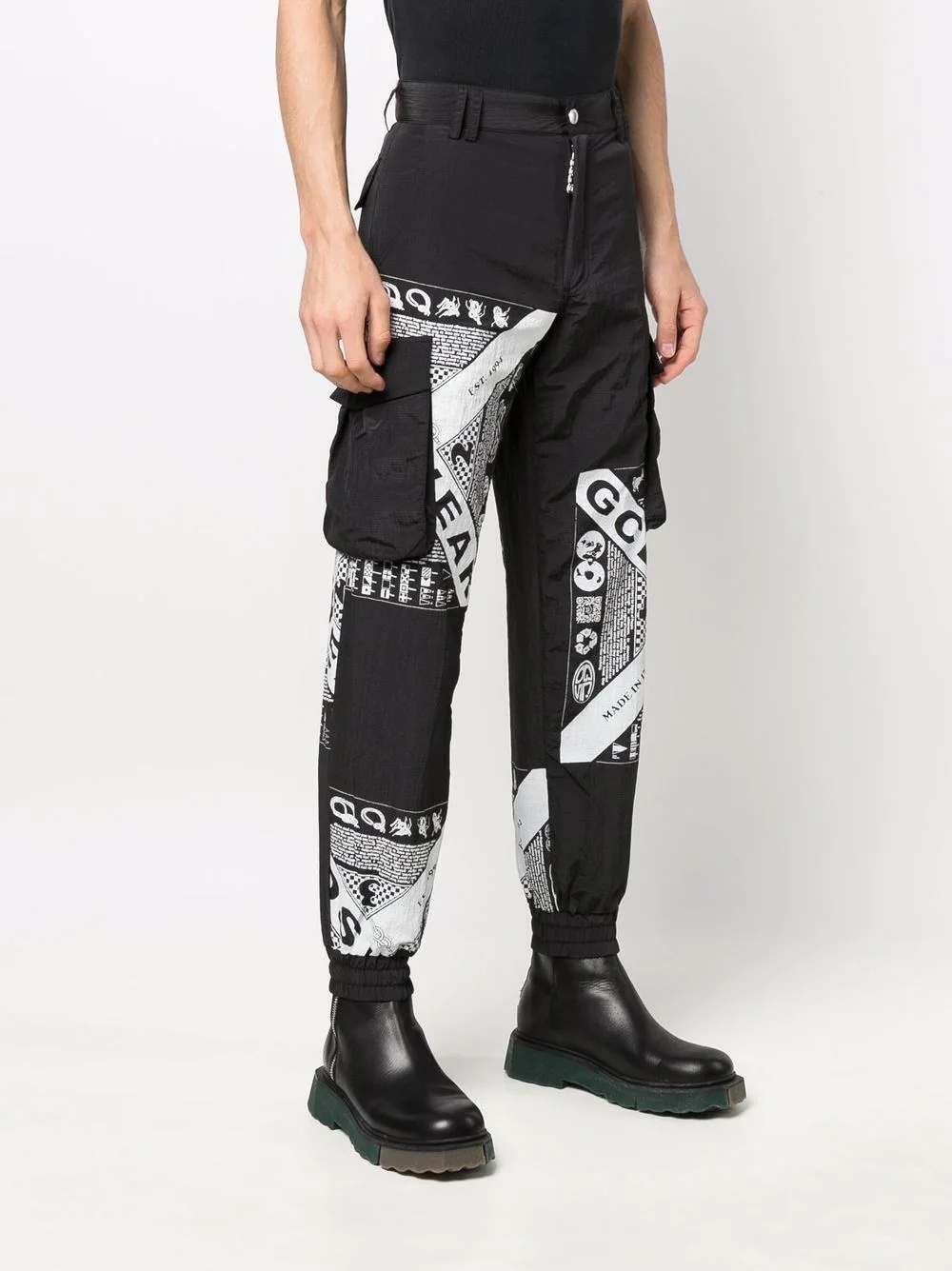 mix-print tapered trousers - 3