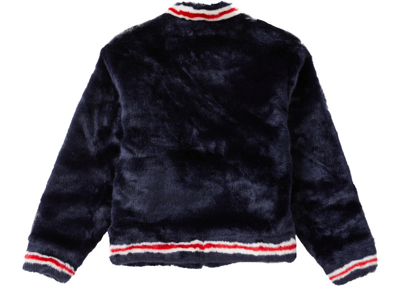 Supreme Supreme Faux Fur Varsity Jacket Navy outlook