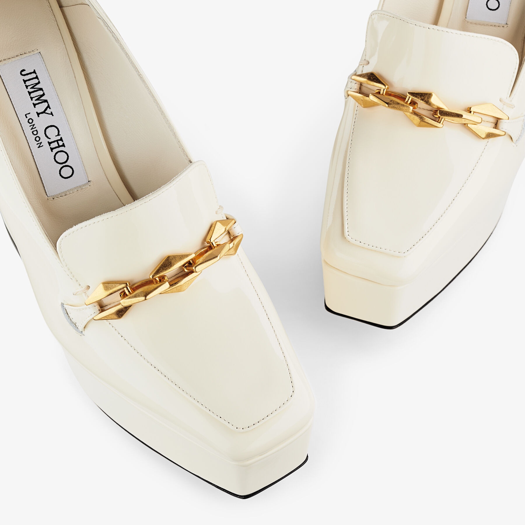 セール♪Jimmy Choo*Diamond Tilda エナメルレザー ローファー白 Jimmy Choo Diamond Tilda Leather Ballerina Shoes | White