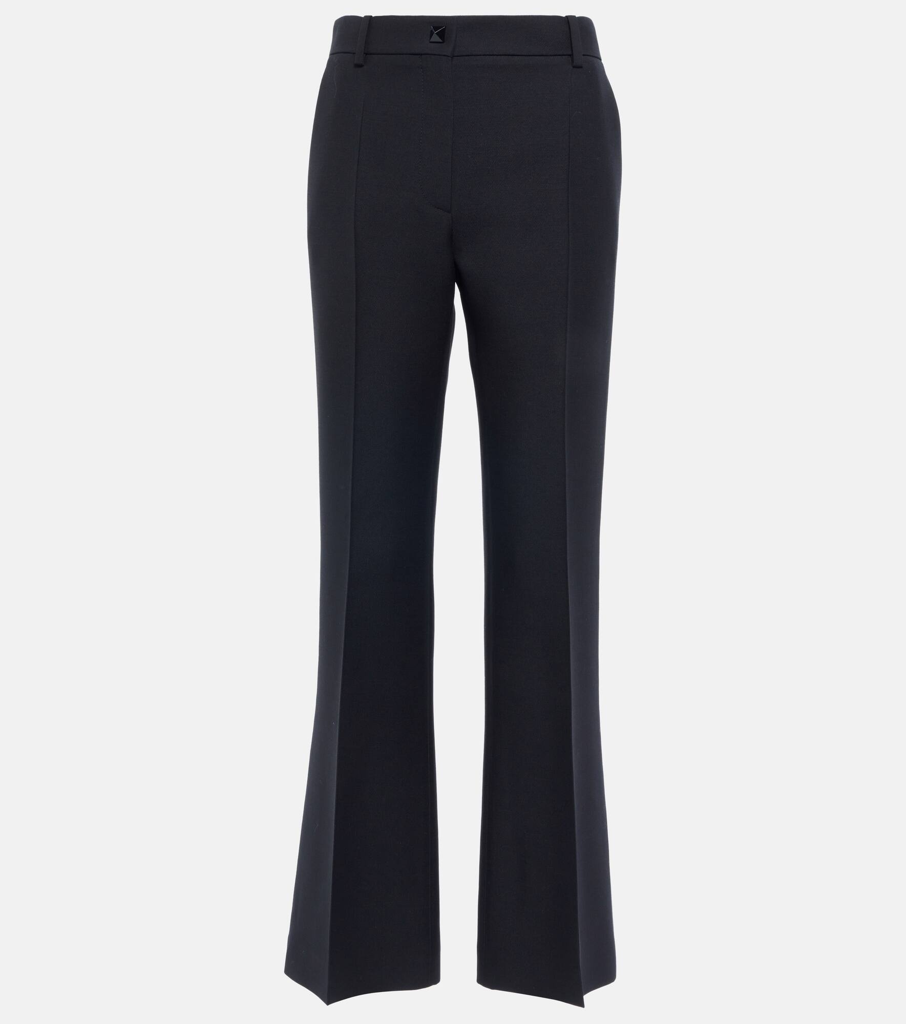 High-rise wool and silk pants - 1