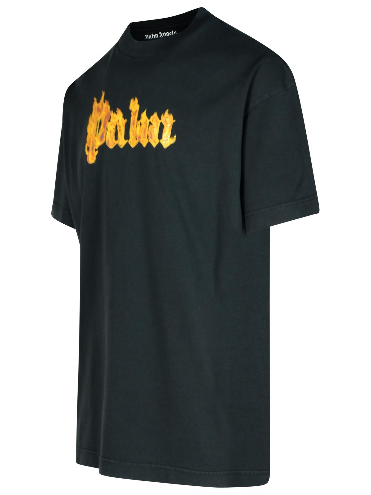 Palm Angels 'Burning Palm' Black Cotton Oversize T-Shirt Man - 2