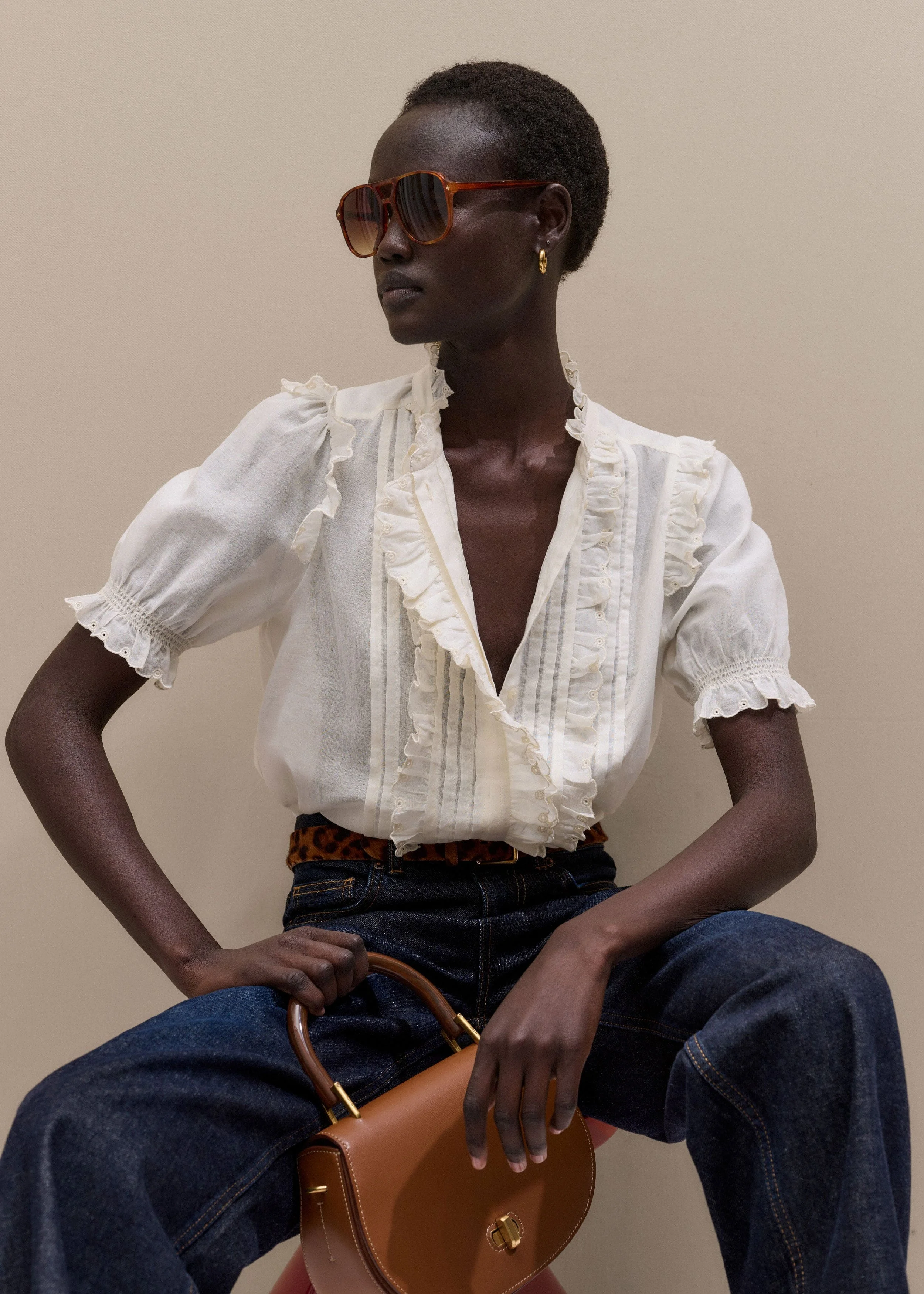 Broderie Straight Blouse - 1