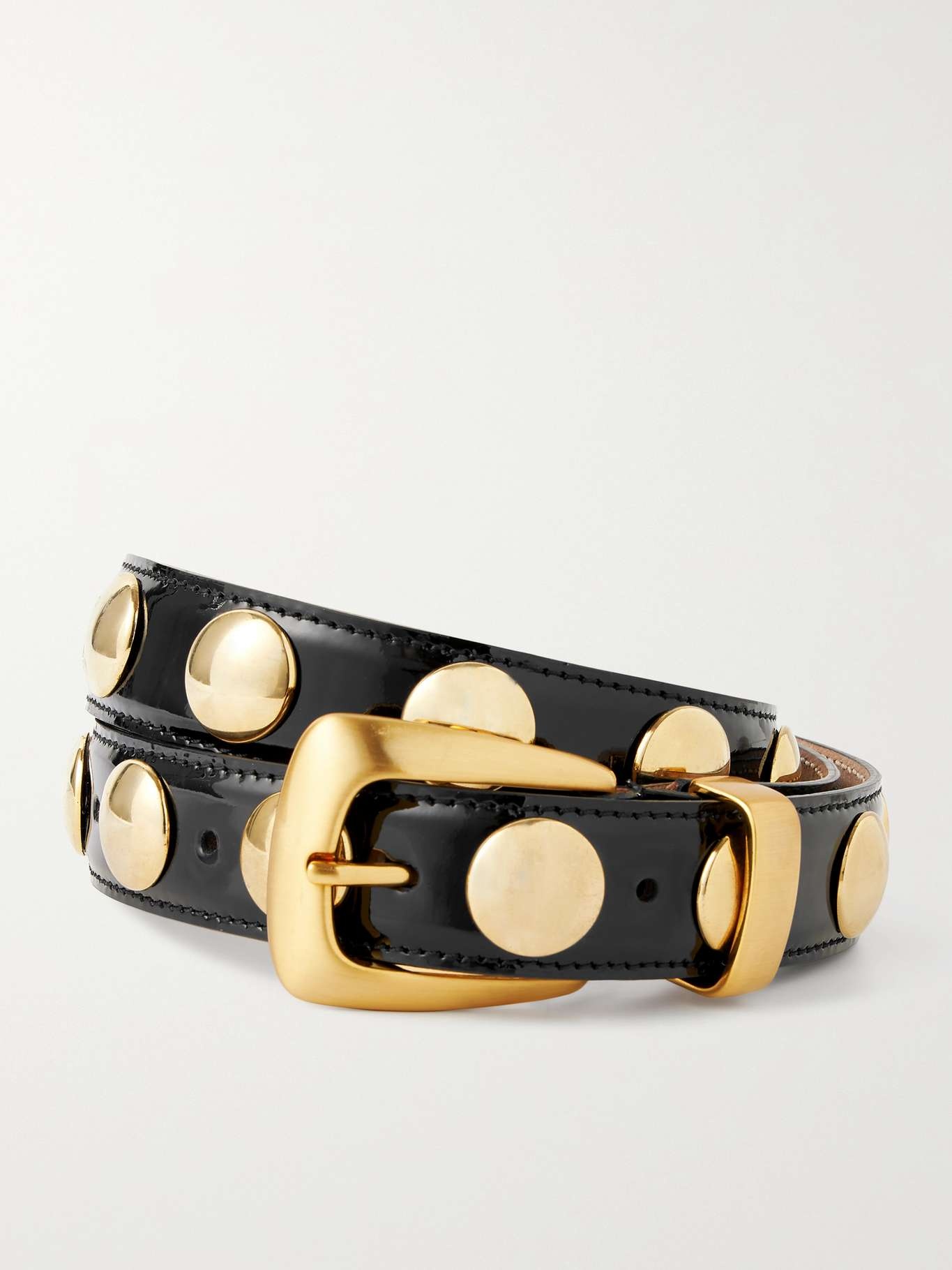 KHAITE The Benny studded leather belt Black | netaporter