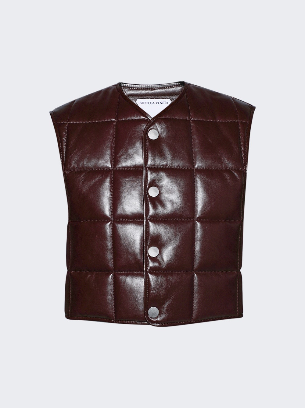 Shiny Leather Padded Vest Oxblood Red - 1