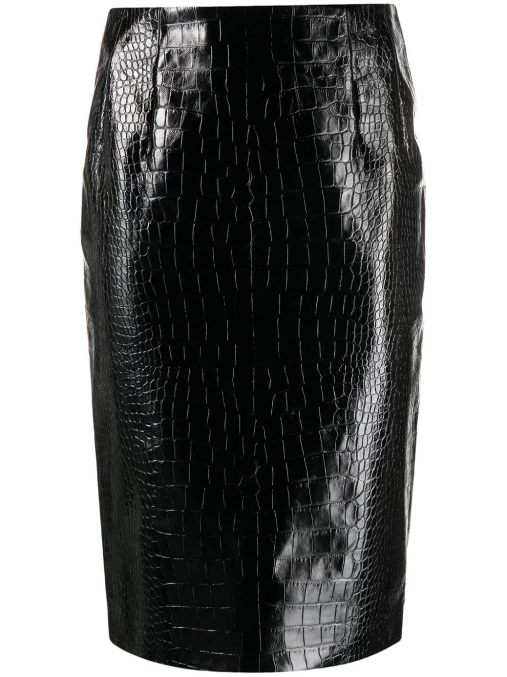 crocodile-embossed midi skirt - 1