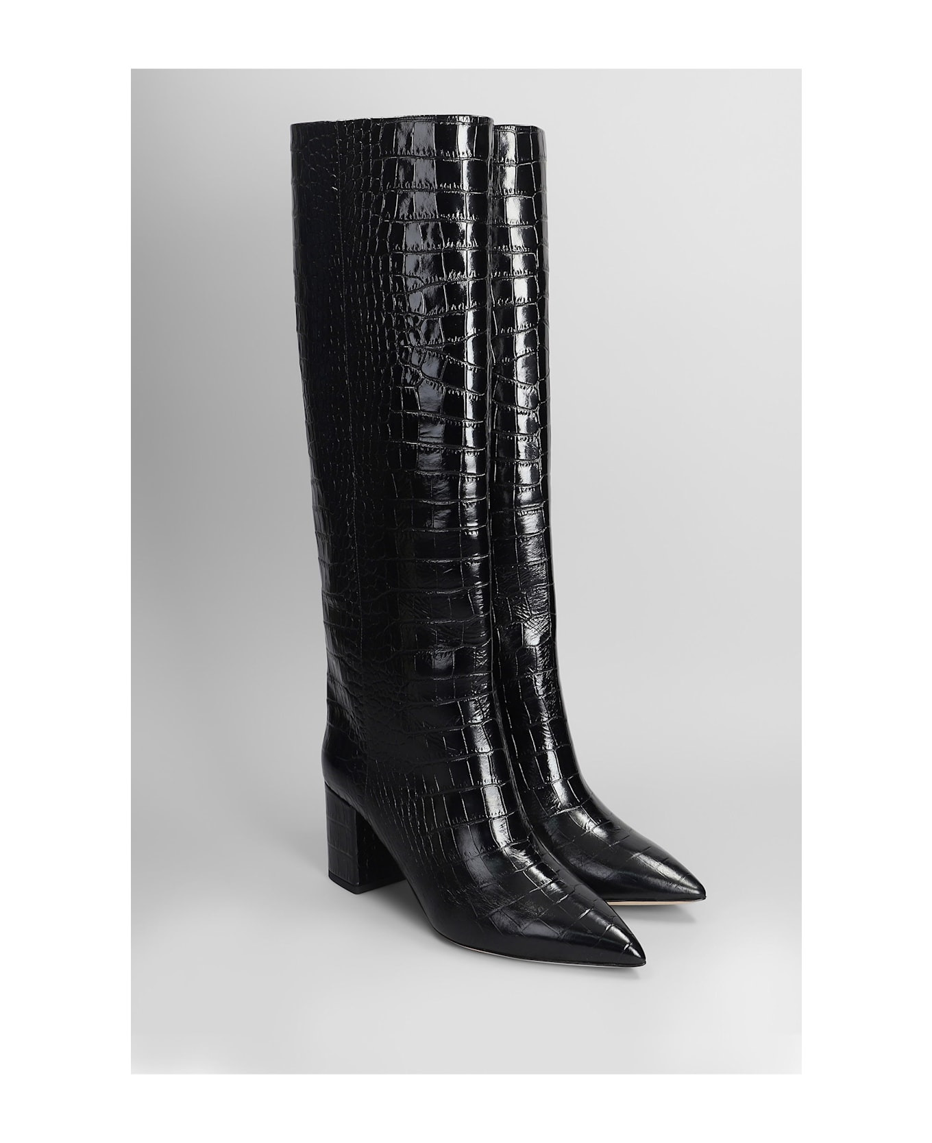 Anja Boot 70 High Heels Boots In Black Leather - 2