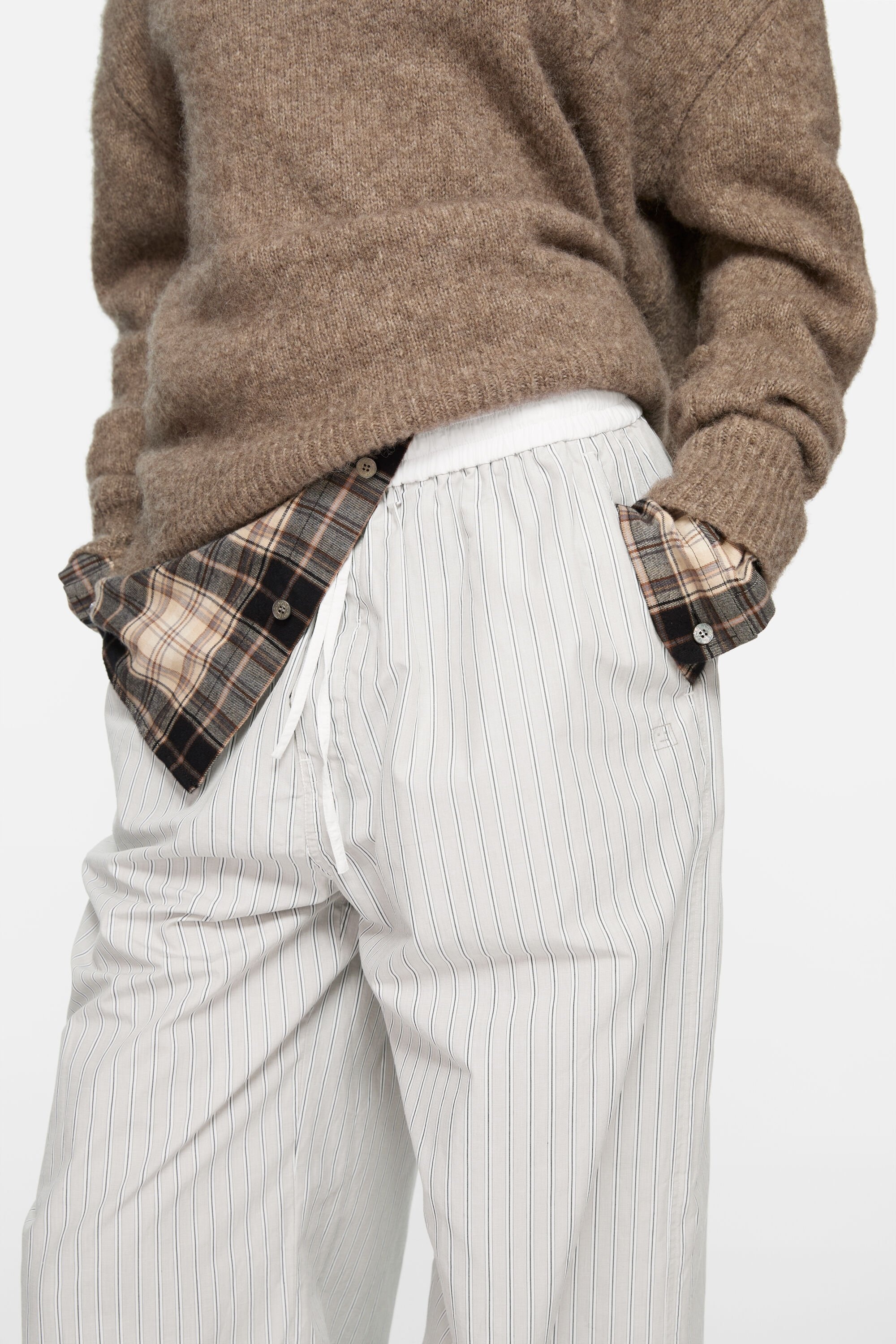 Striped cotton trousers - Multi brown - 4