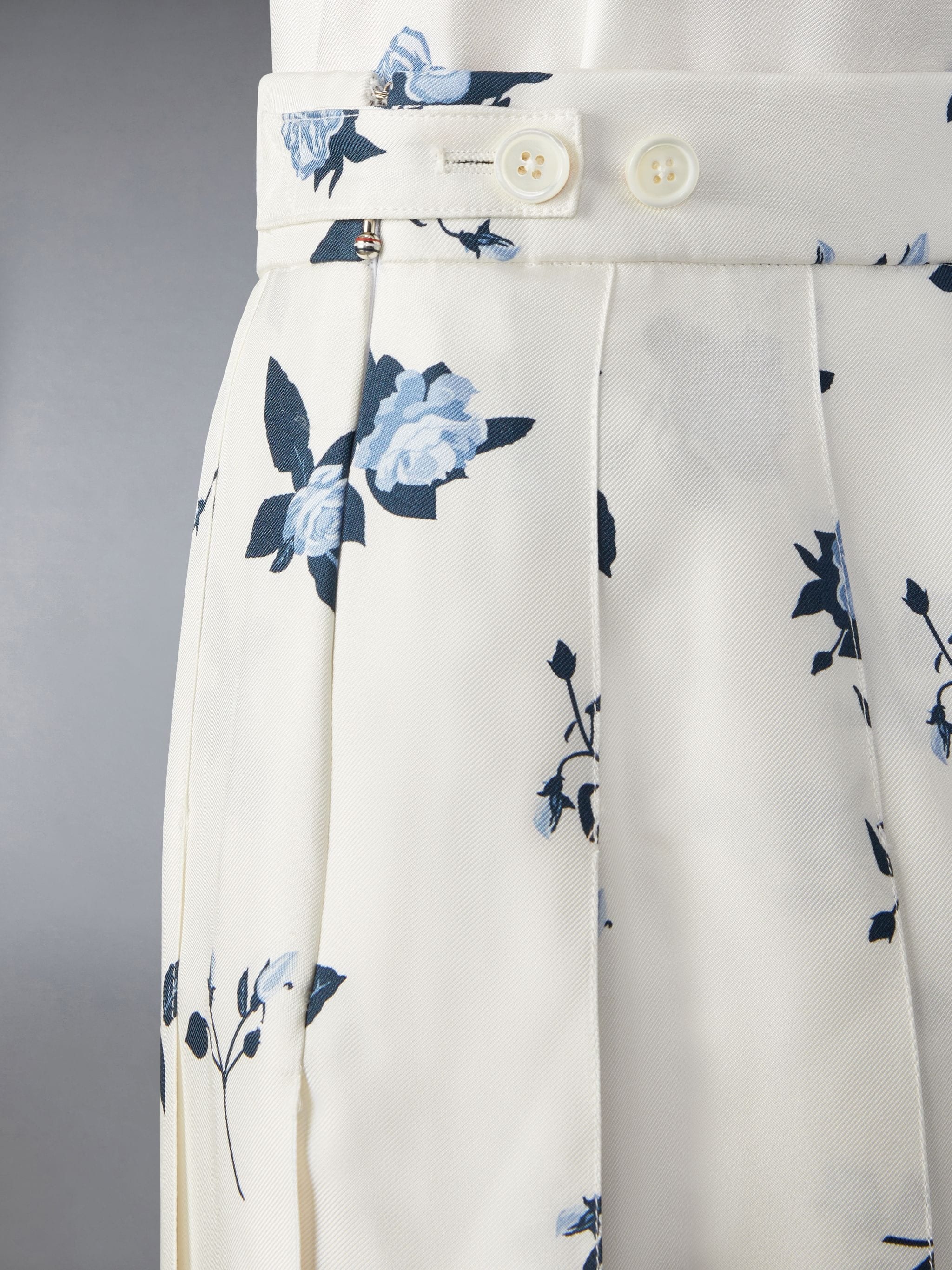 Silk Floral Classic Midi Pleated Skirt - 5