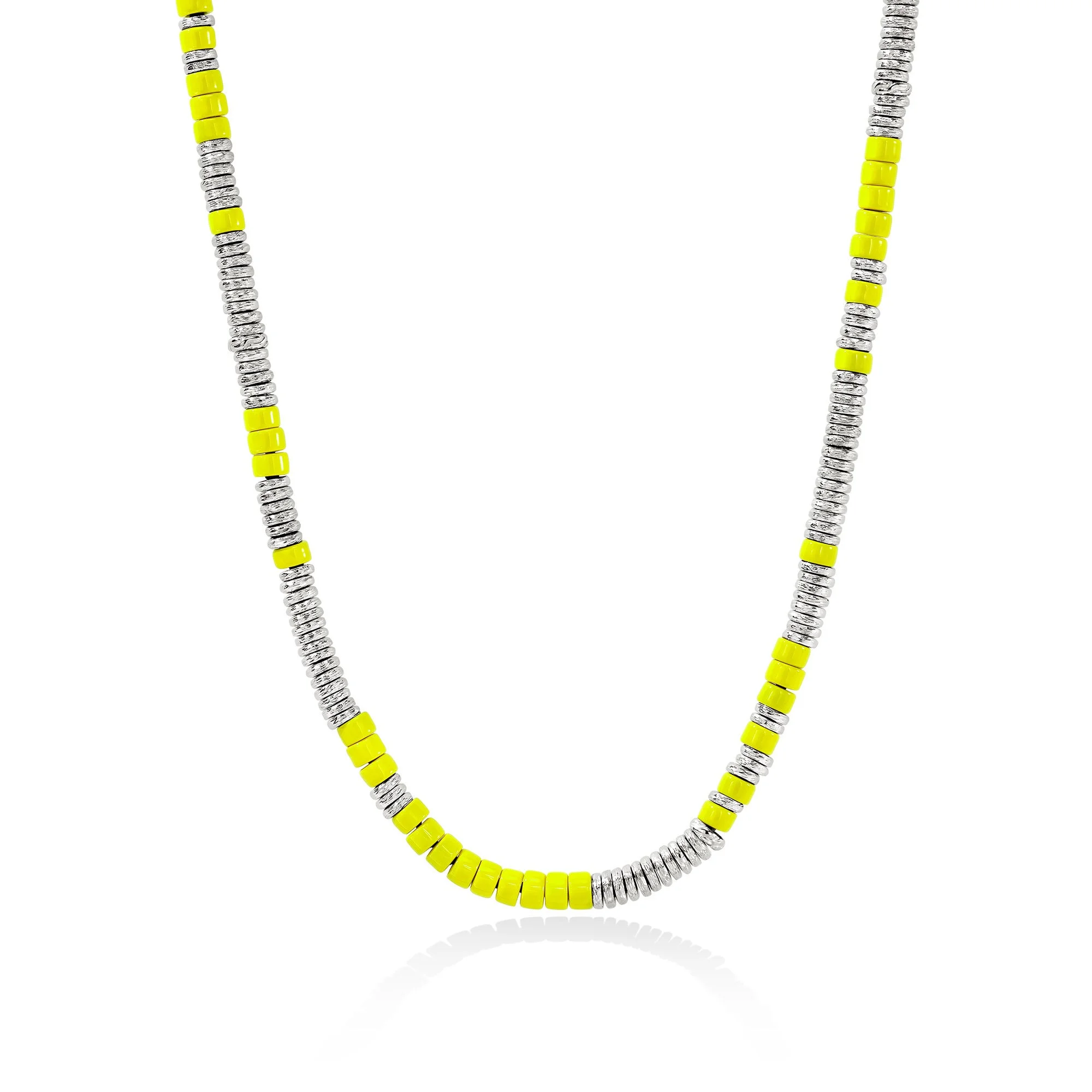 Heishi Necklace, Sterling Silver, Enamel - 1