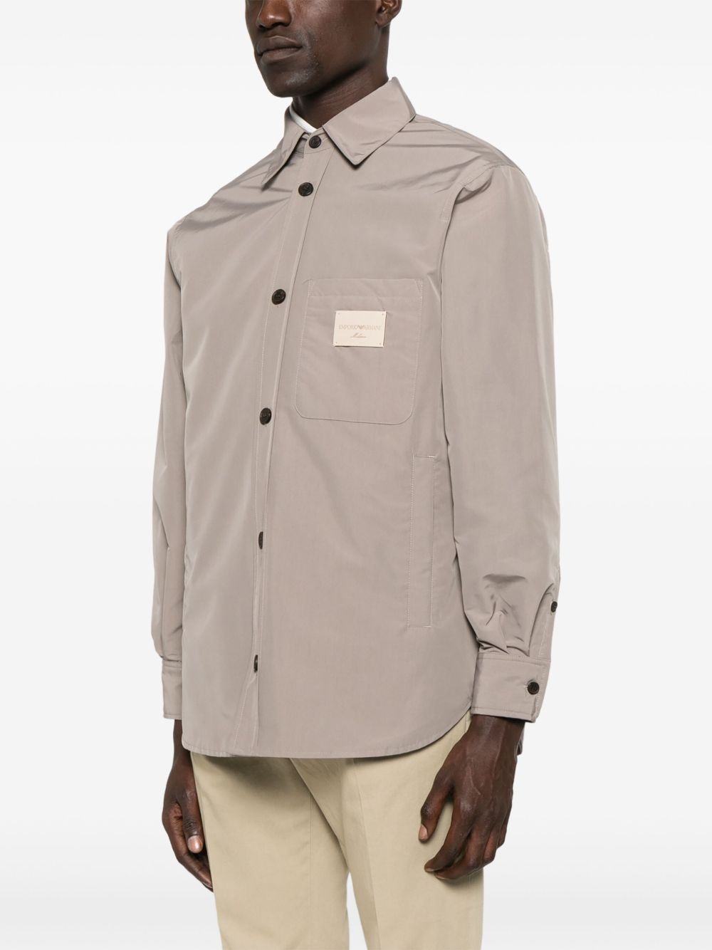 logo-patch shirt jacket - 3