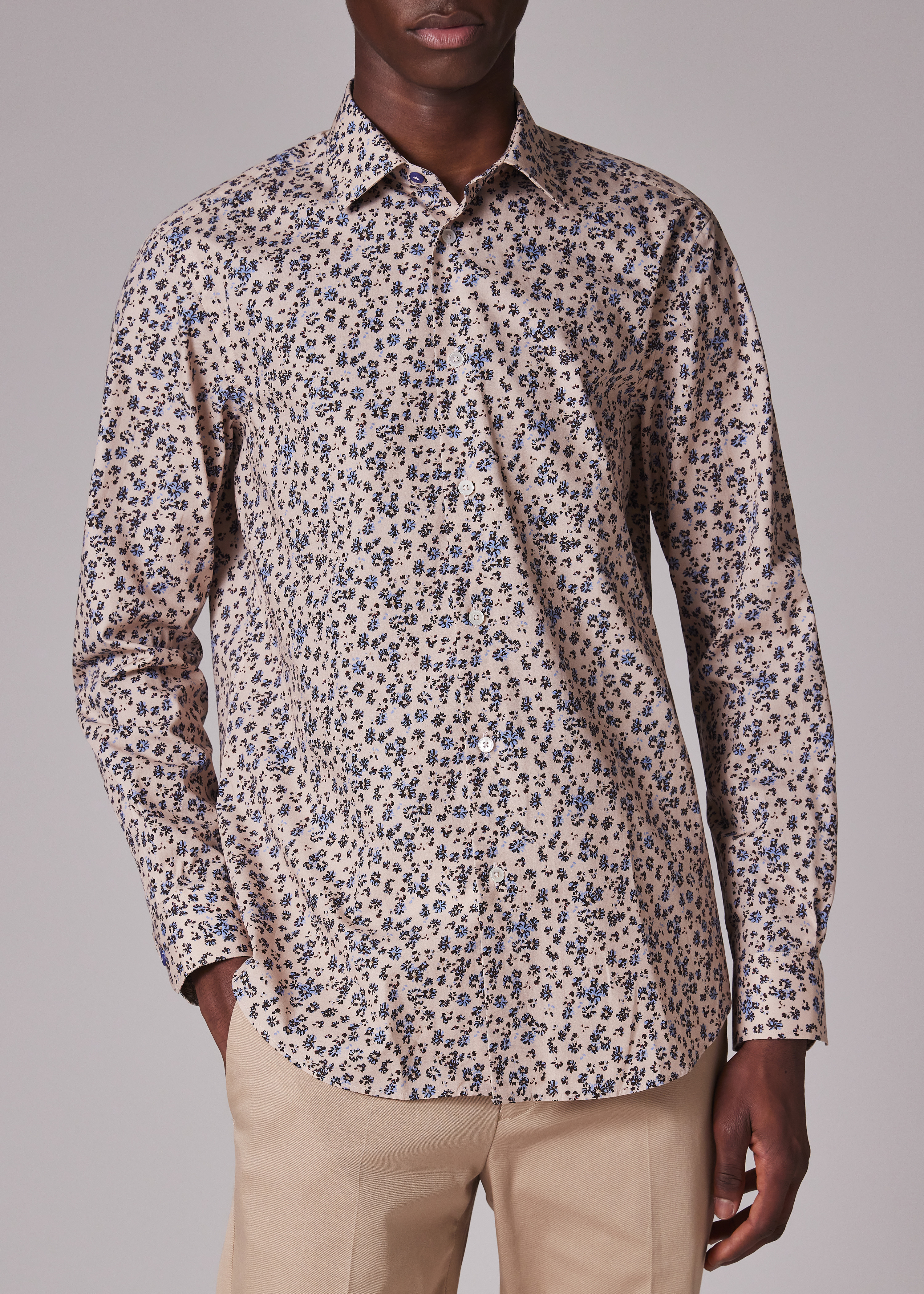 Tailored-Fit Pink 'Scattered Daisy' Print Shirt - 4