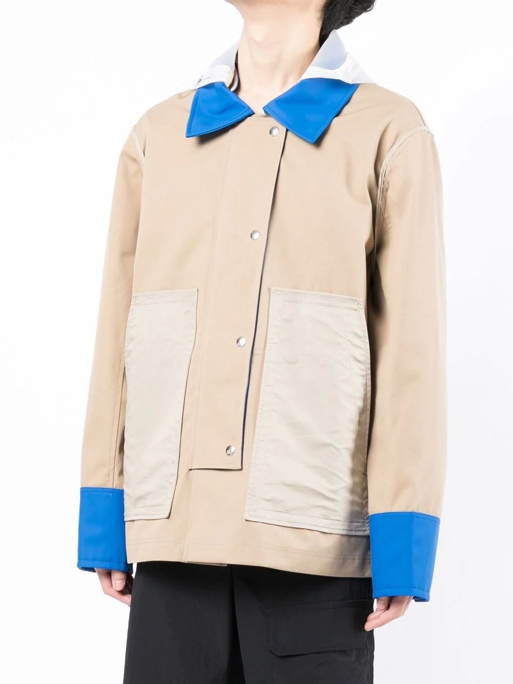 contrasting panel-detail hooded jacket - 3