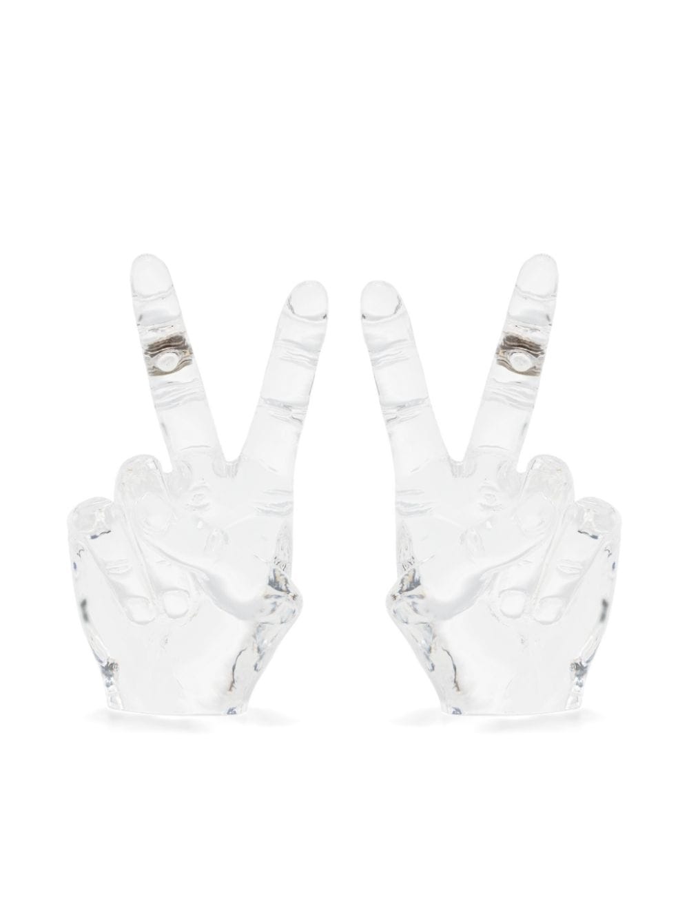 Peace hand-shaped transparent earrings - 1