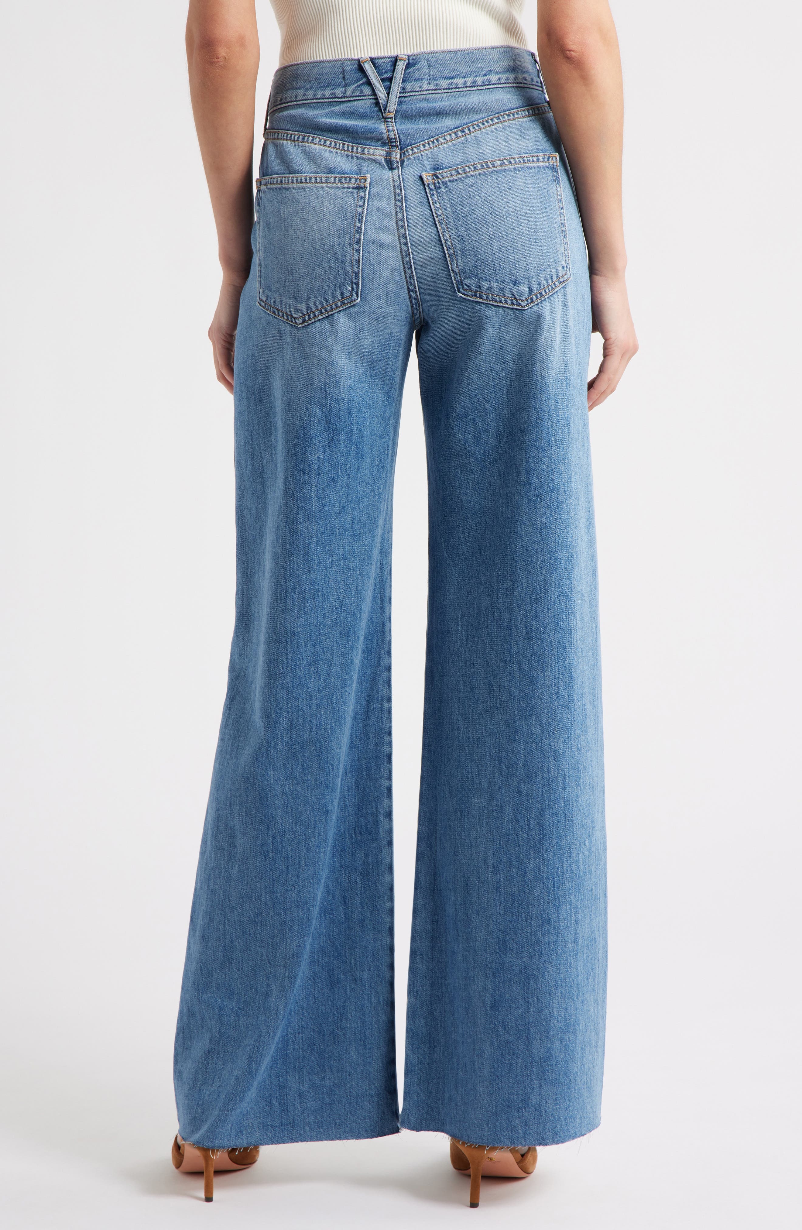 Veronica Beard Kasey Raw Hem Mid Rise Wide Leg Jeans in Dusted Glare at Nordstrom - 2