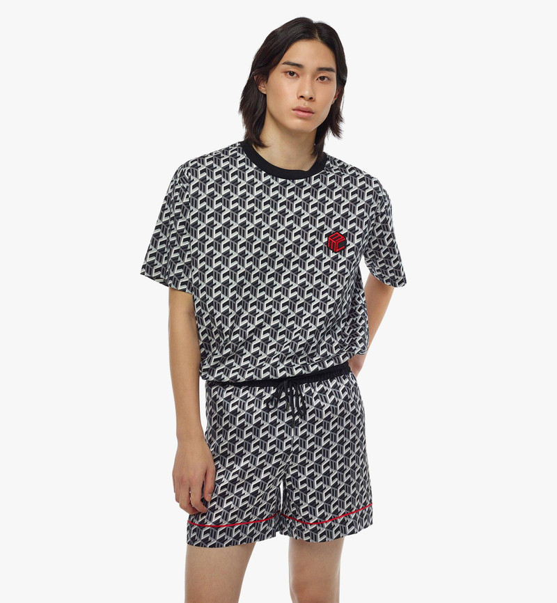 MCM Men’s Cubic Monogram Print Silk Satin Shorts outlook