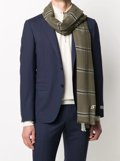 Salvatore Ferragamo stripe print fringed scarf outlook