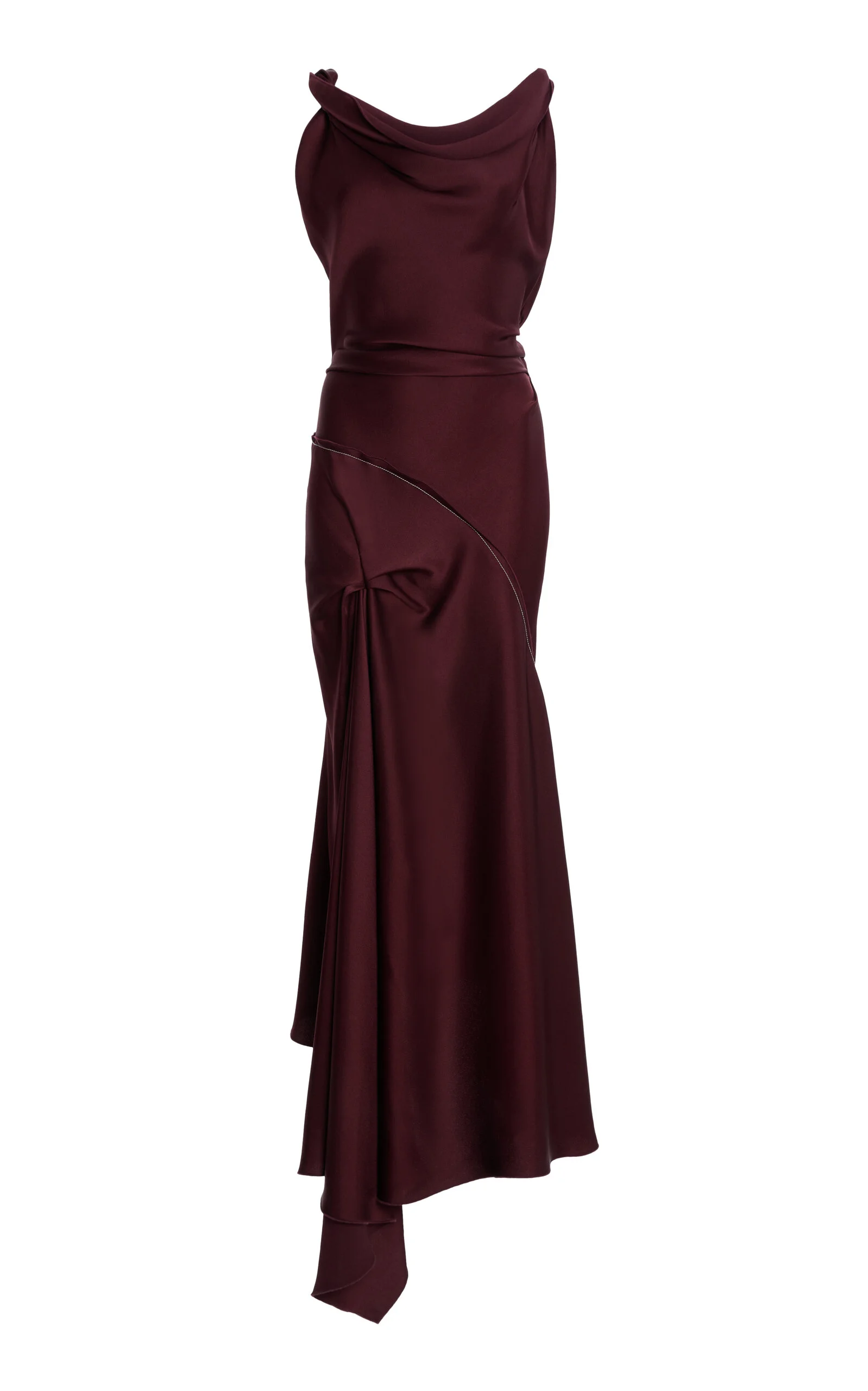 Asymmetric Draped Midi Dress red - 1