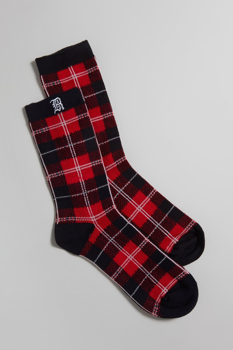 R13 PLAID SOCKS - RED/BLACK 1