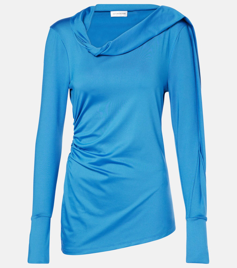 Ruched asymmetric jersey top - 1