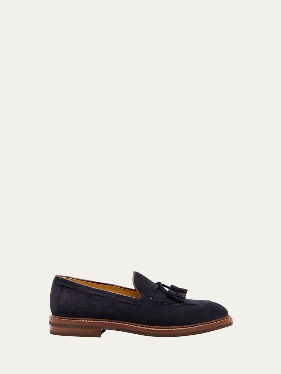 Men's Suede Tassel Loafers - 1