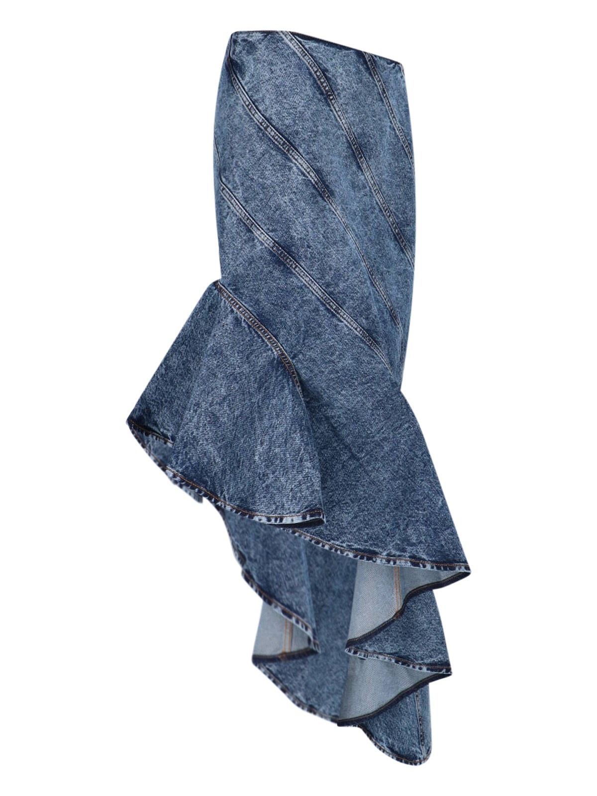 DENIM SPIRAL MIDI SKIRT - 3