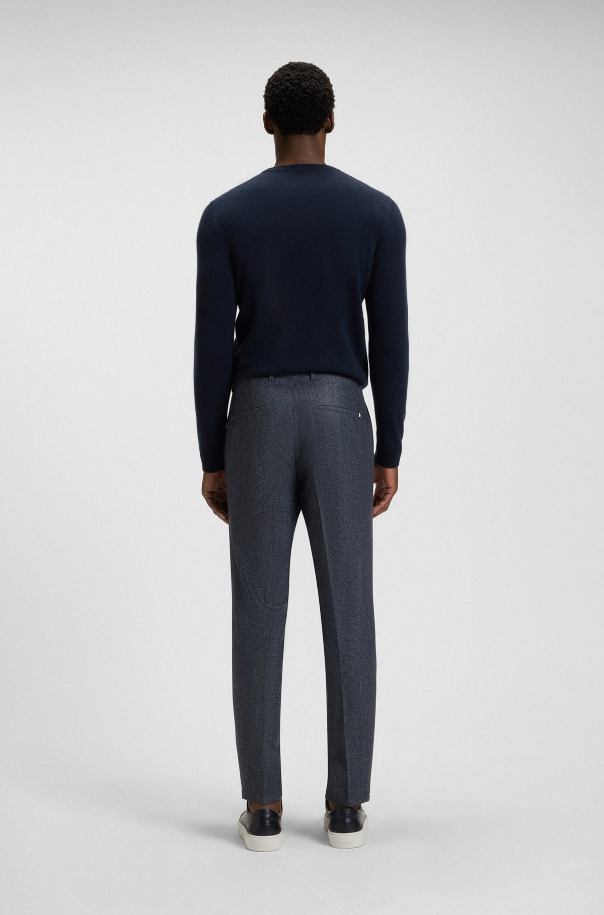 SLIM-FIT PANTS IN MICRO-PATTERNED VIRGIN WOOL - 4