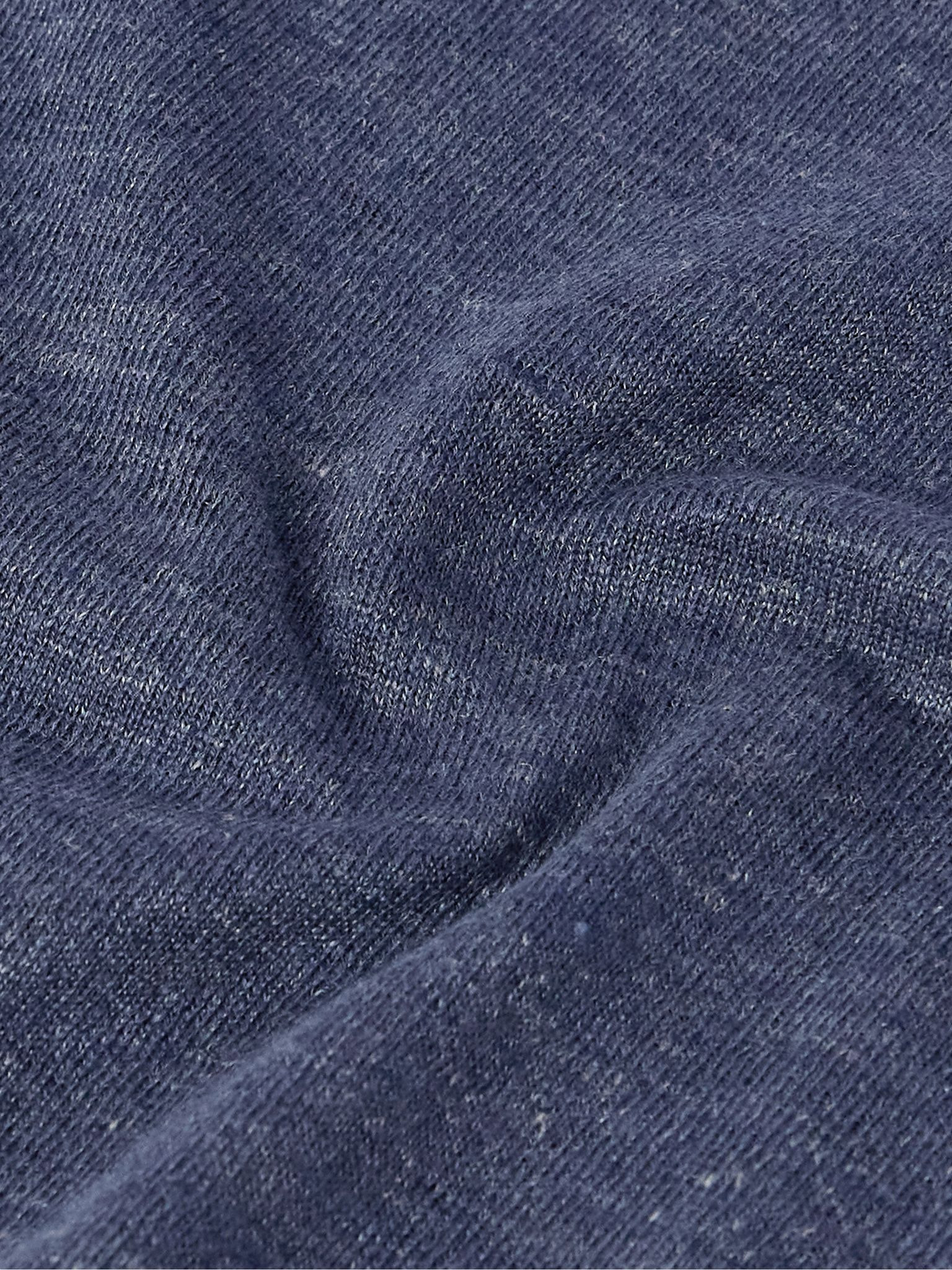 Linen and Cotton-Blend T-Shirt Blue - 5
