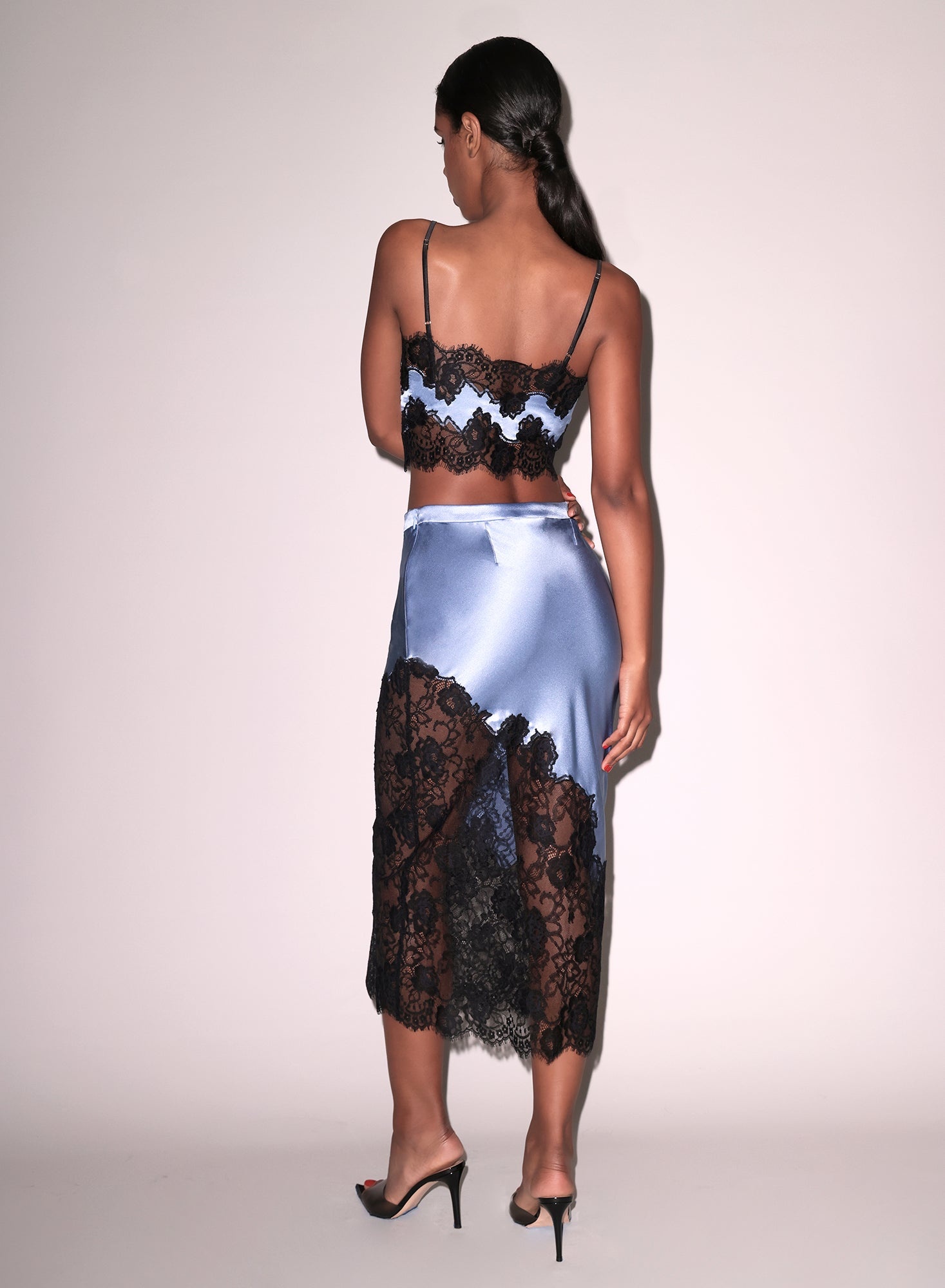 Silk & Lace Scallop Midi Skirt - 4
