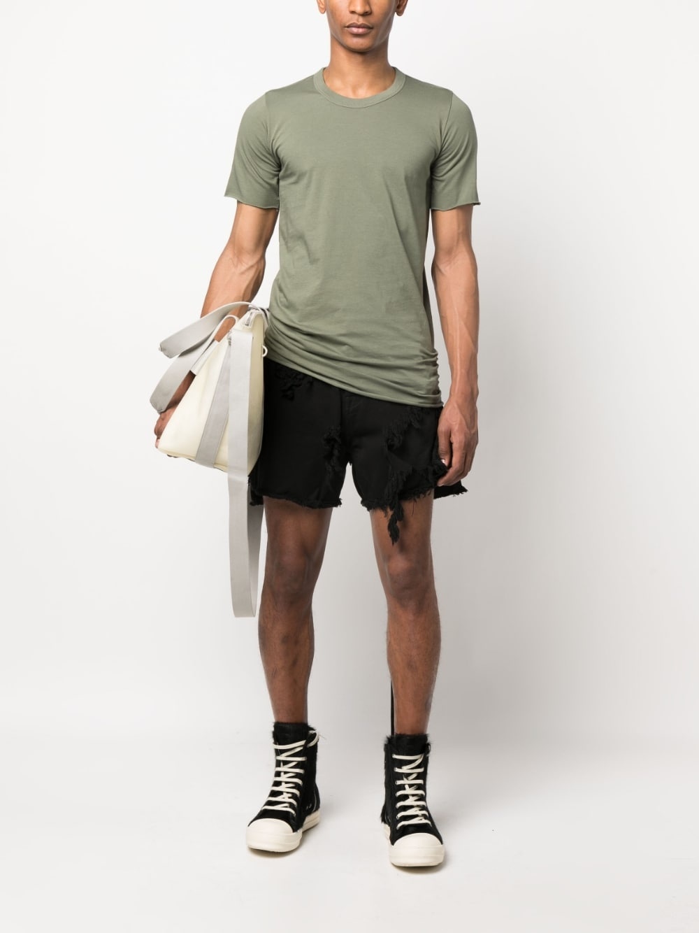 frayed distressed denim shorts - 2