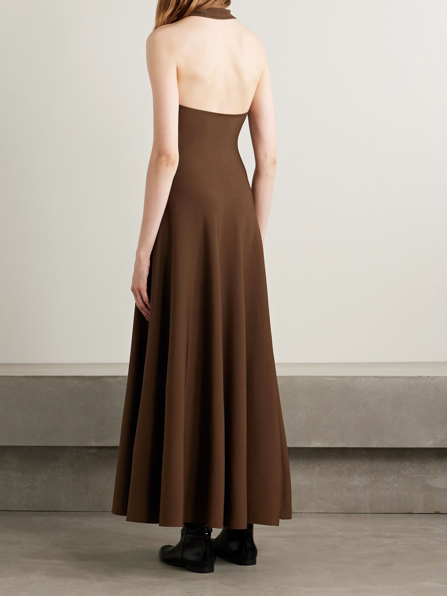 Melina stretch-knit halterneck maxi dress Dark brown - 3
