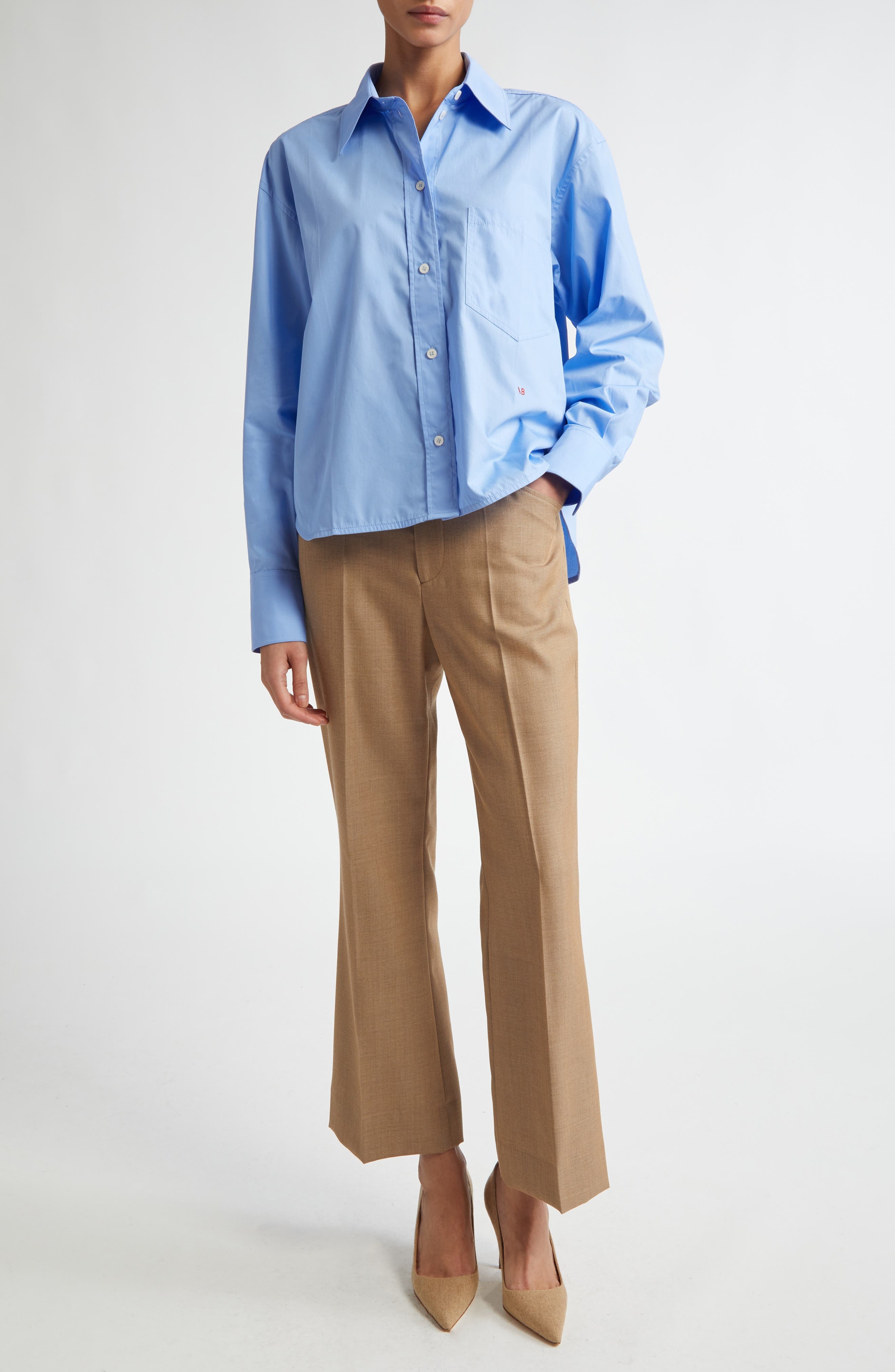Crop Organic Cotton Poplin Button-Up Shirt - 2