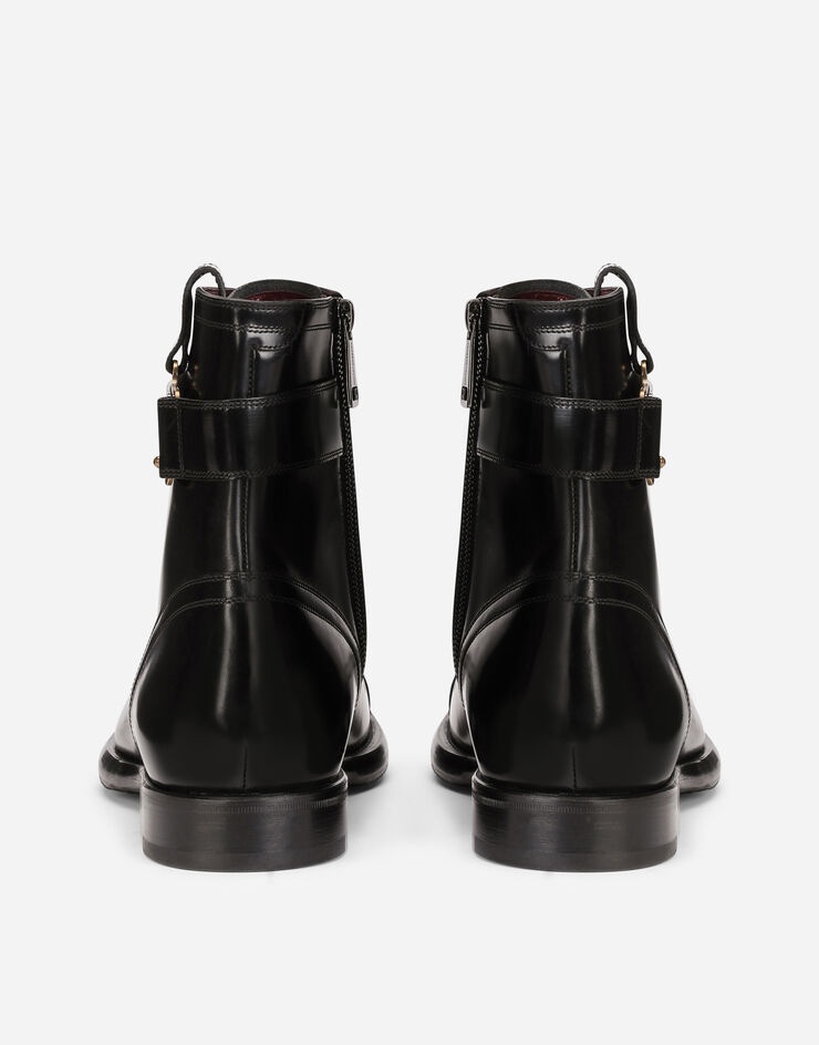 Brushed calfskin boots with branded plate - 3