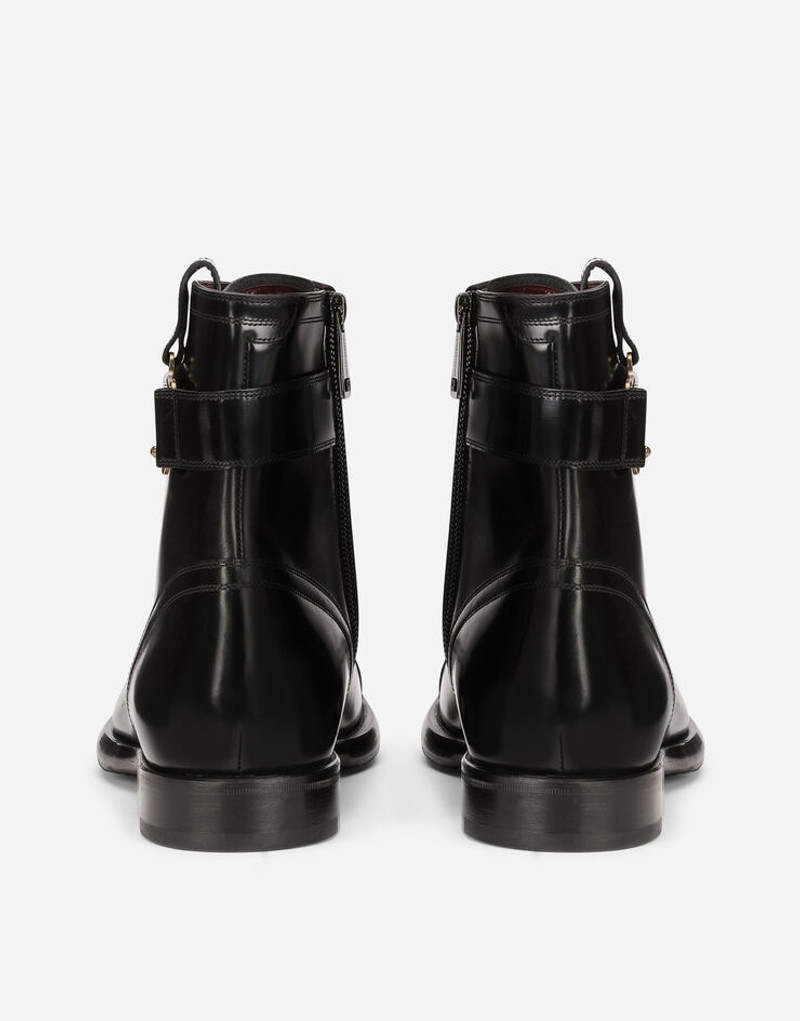 Brushed calfskin boots with branded plate 3