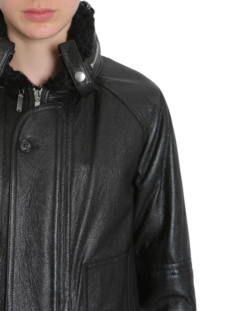 Saint Laurent Women Leather Bomber Jacket - 3