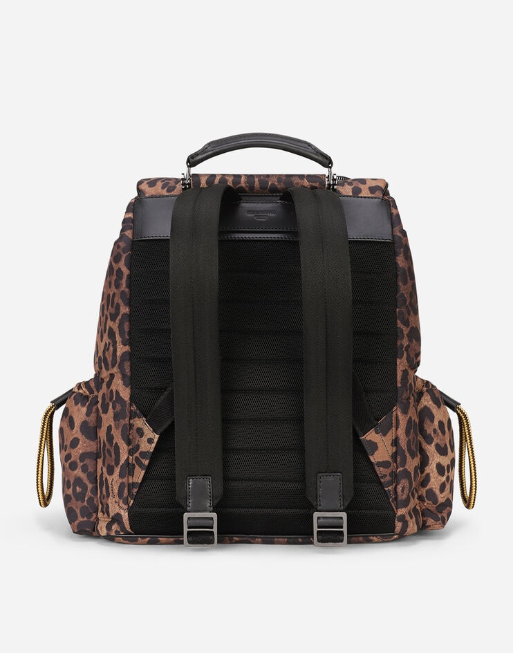 Leopard-print Sicily backpack in quilted nylon - 3