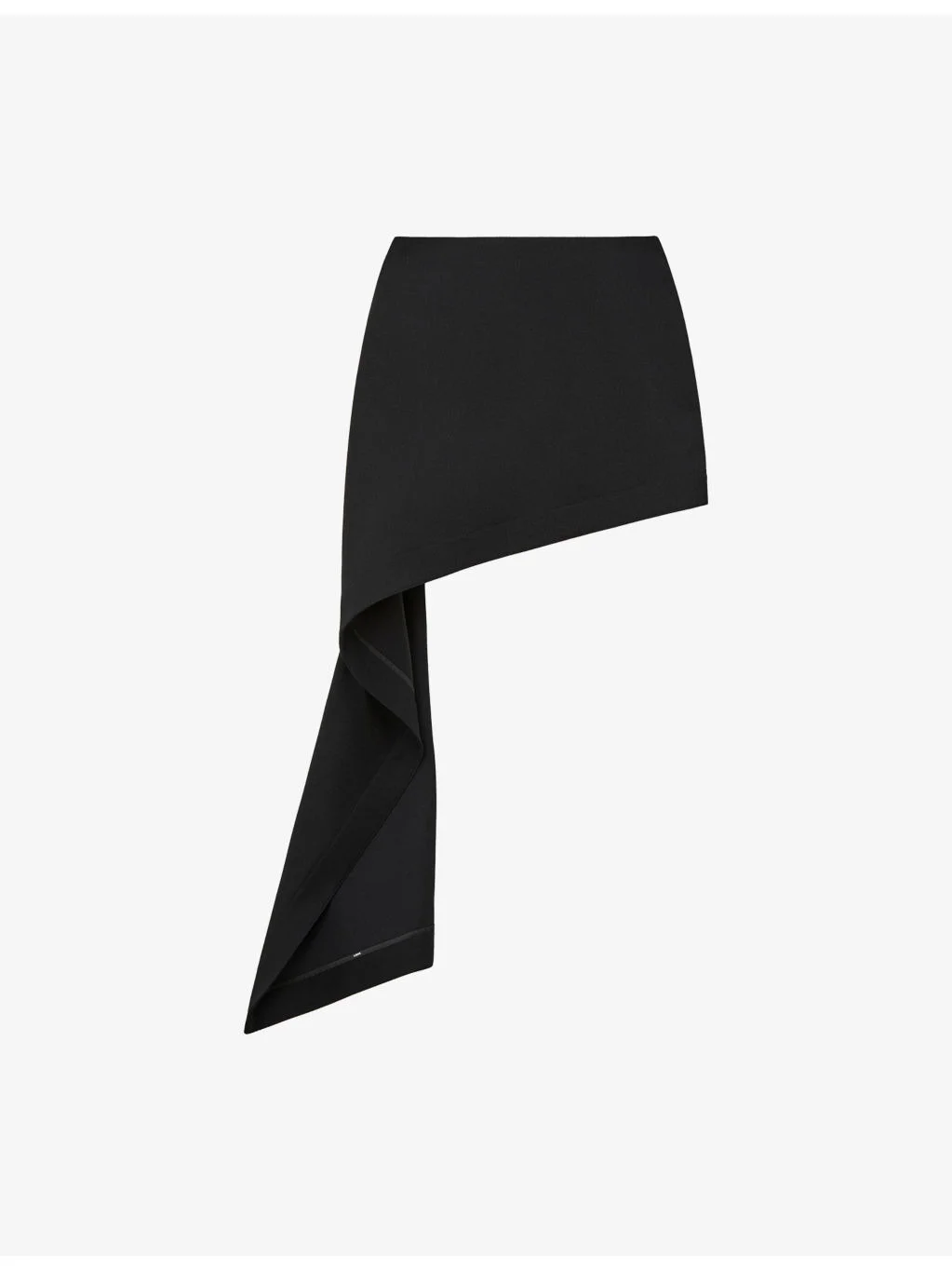 Draped-Side Asymmetric-Hem Cotton-Blend Mini Skirt - 1