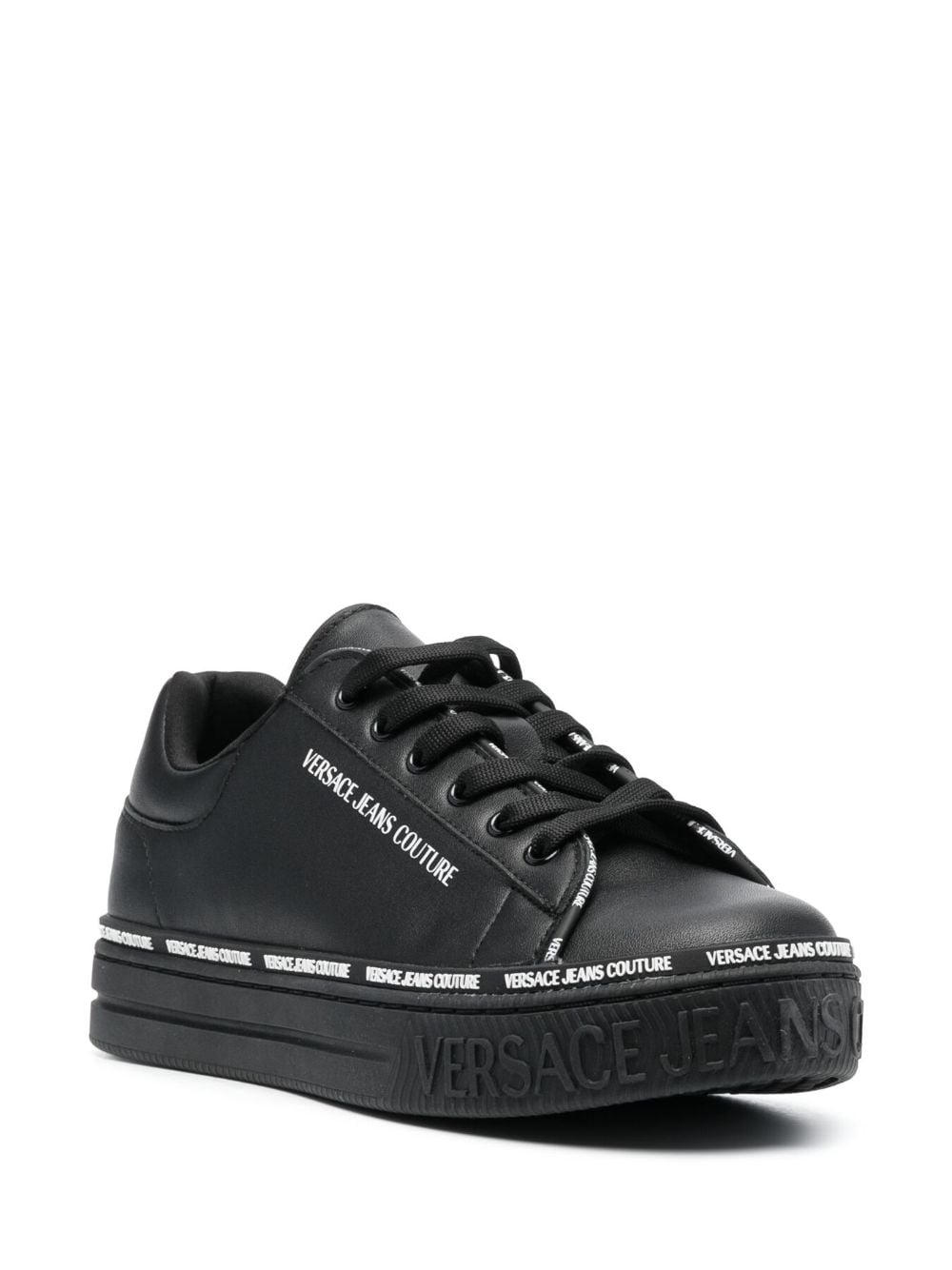 logo-print leather sneakers - 2